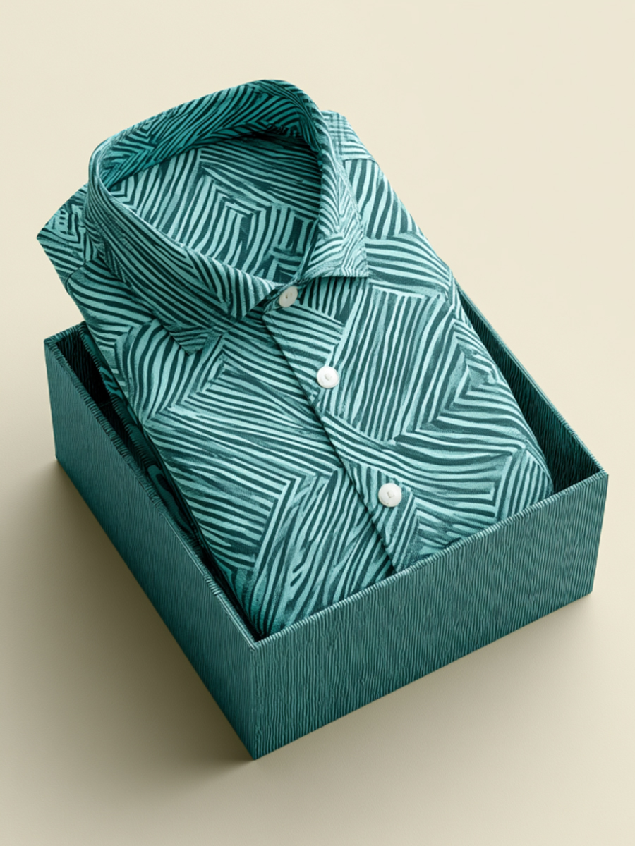 Men’s Mint Green Herringbone Dress Shirt