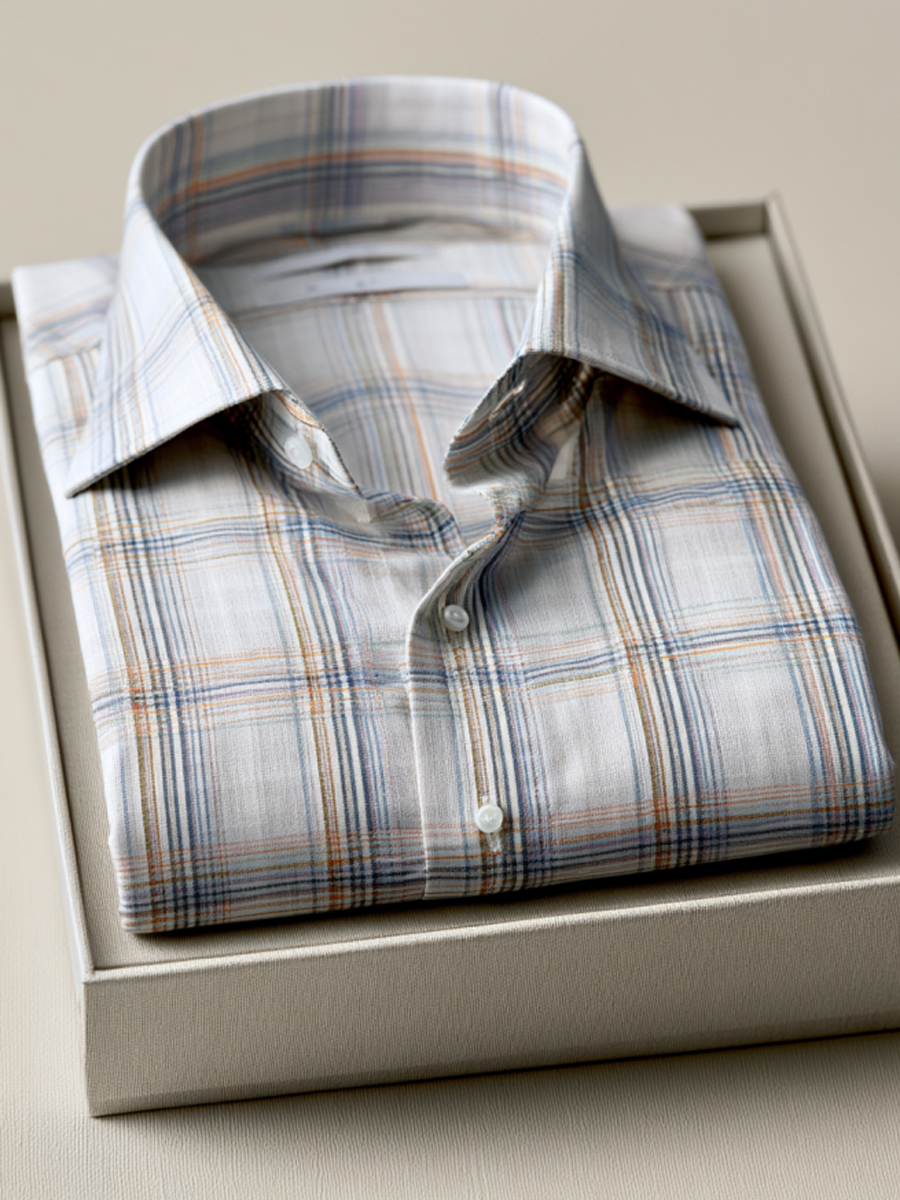 Men’s Two-Tone Plaid Print Dress Shirt