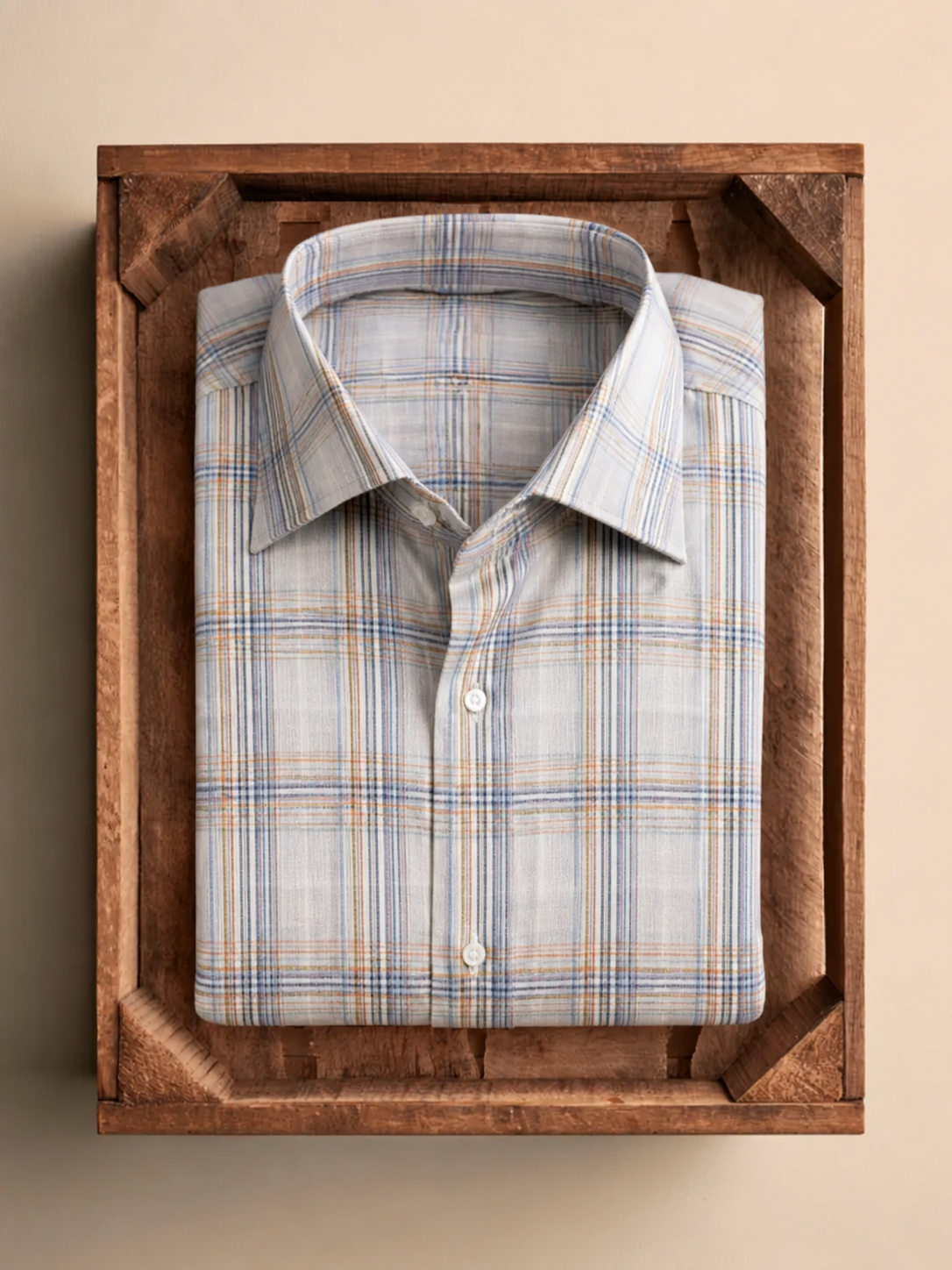 Men’s Two-Tone Plaid Print Dress Shirt