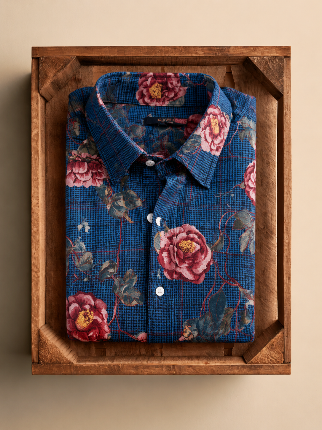 Men’s Vintage Peony Floral Print Dress Shirt