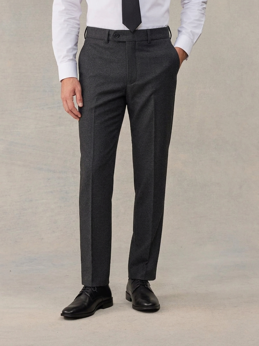 Modern Fit Dark Gray Solid Pant
