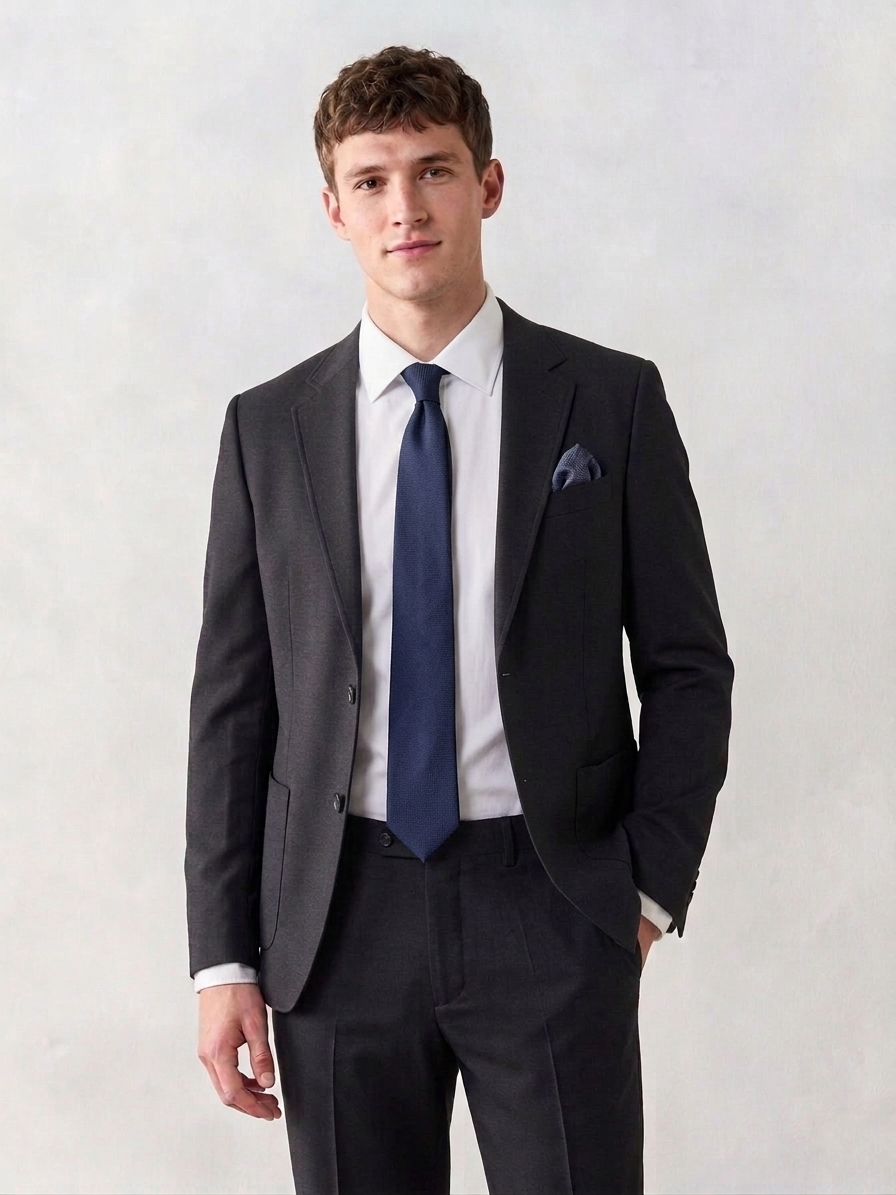 Modern Fit Black Solid Suit