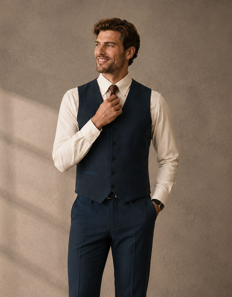 Deap Teal Tailored Suit Vest