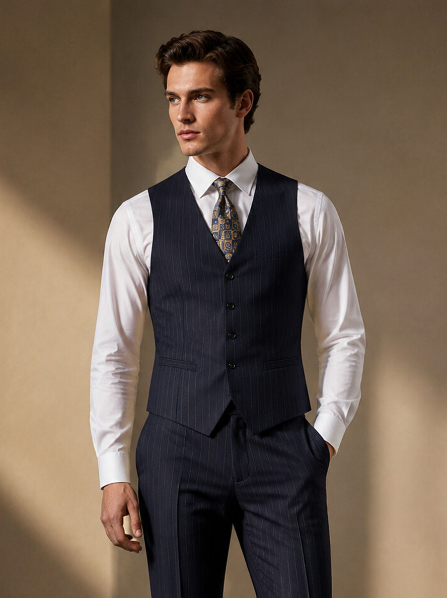 Navy Pinstripe Suit Vest