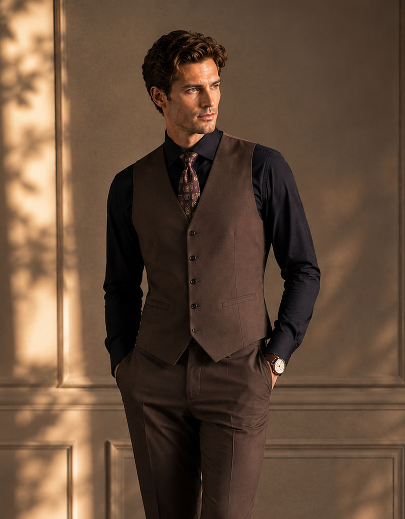 Brown Tailored Suit Vest