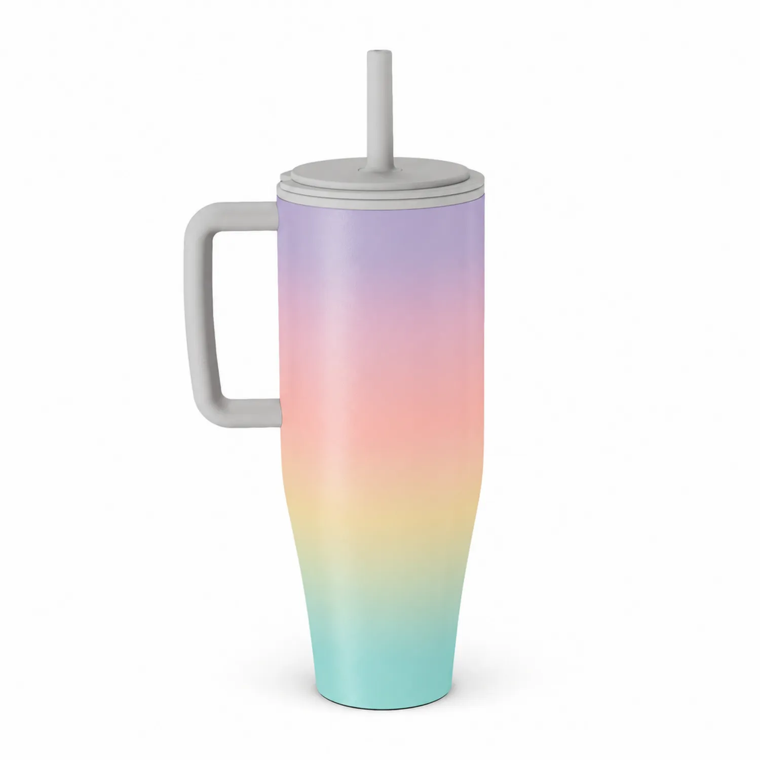 Taza Térmica con Asa y Paja 750ml Degradado Arcoíris