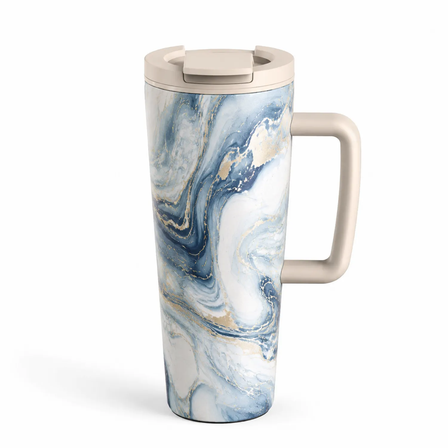 Taza Térmica de Viaje 450ml con Diseño Mármol Azul