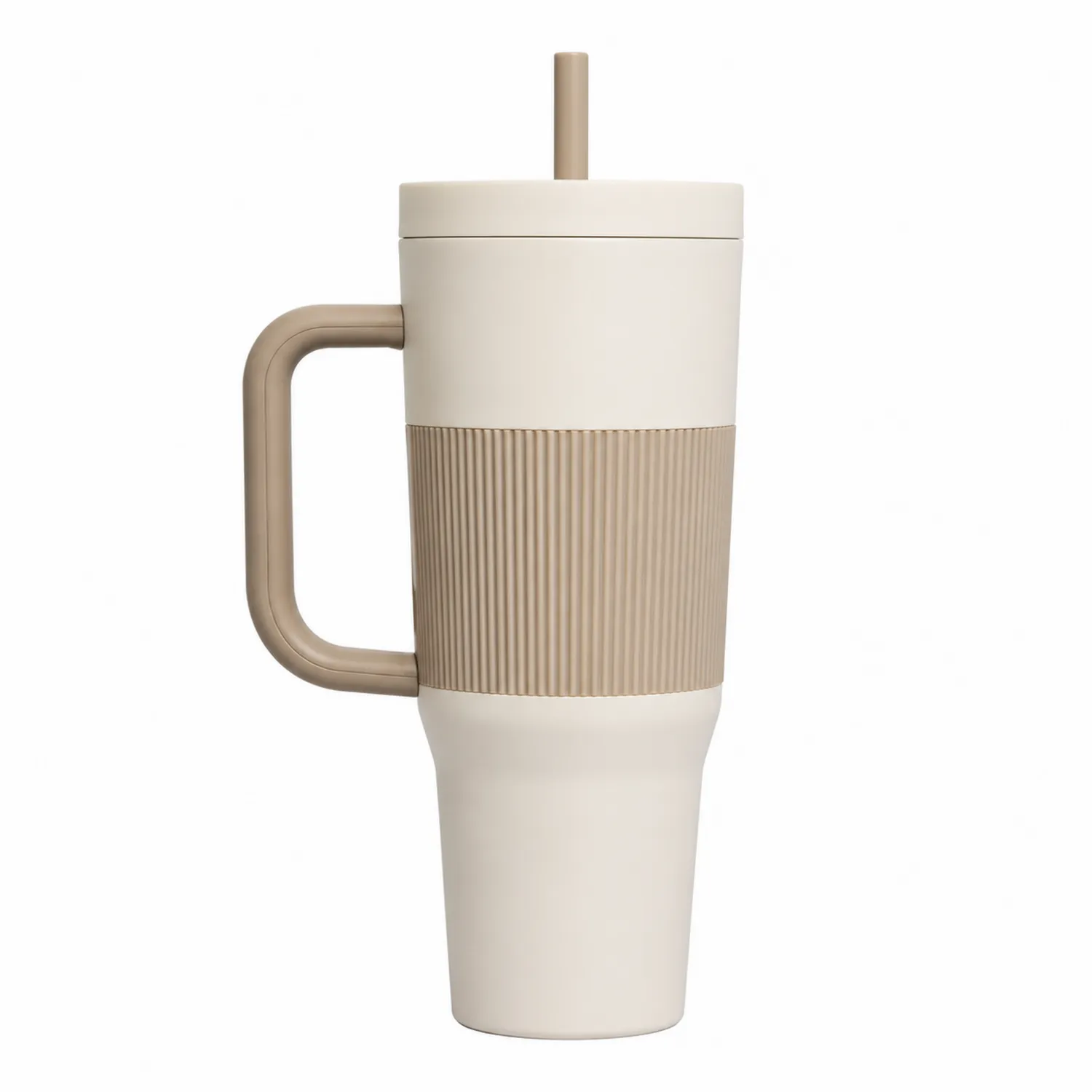 Taza con Asa y Pajita 900 ml Beige