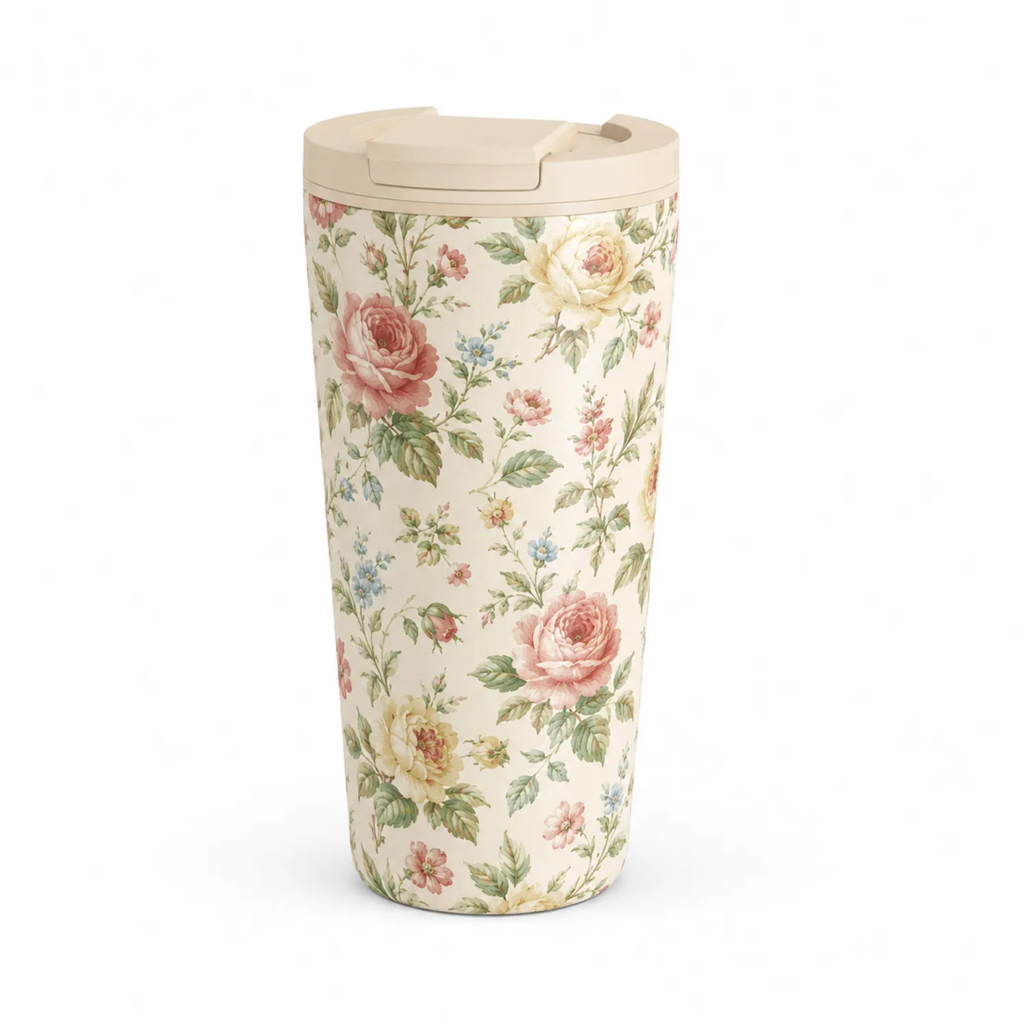 Vaso Térmico Floral de 500ml con Tapa Hermética
