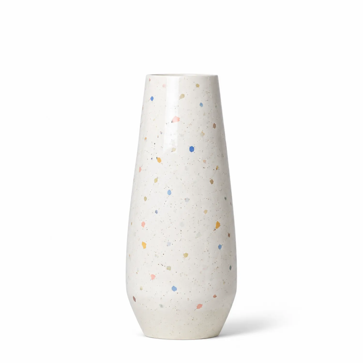 Jarrón decorativo alto con motas multicolores