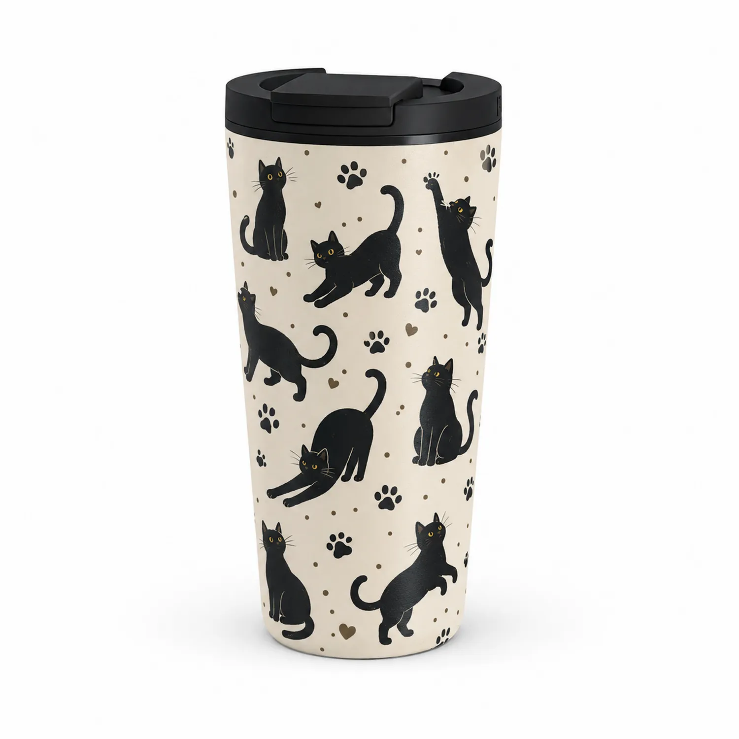Taza térmica con diseño de gatos negros, 450ml