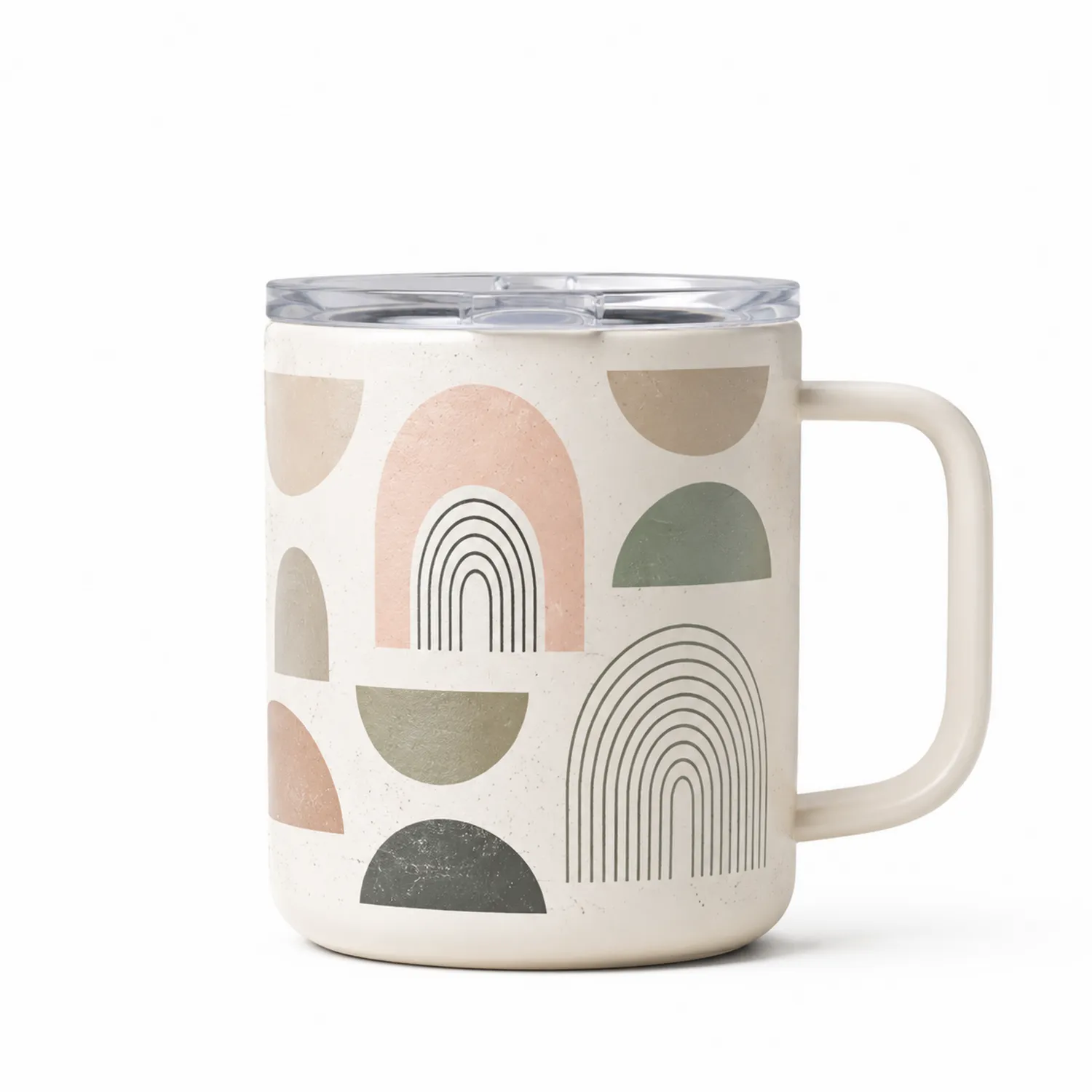 Taza Térmica de Doble Pared con Motivos Arcoíris y Tapa Transparente