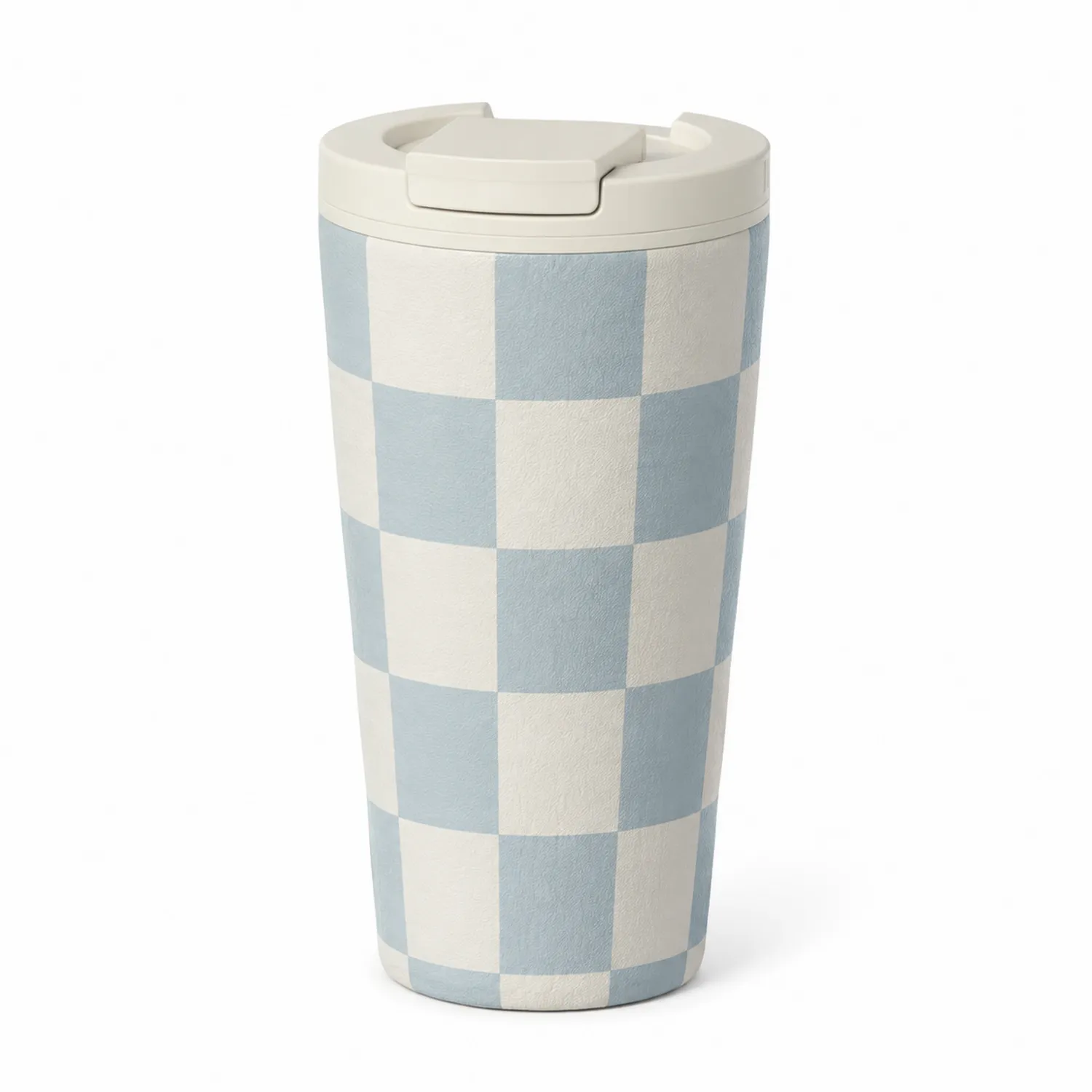 Vaso Térmico de 500ml con Diseño de Cuadros Azules y Blancos