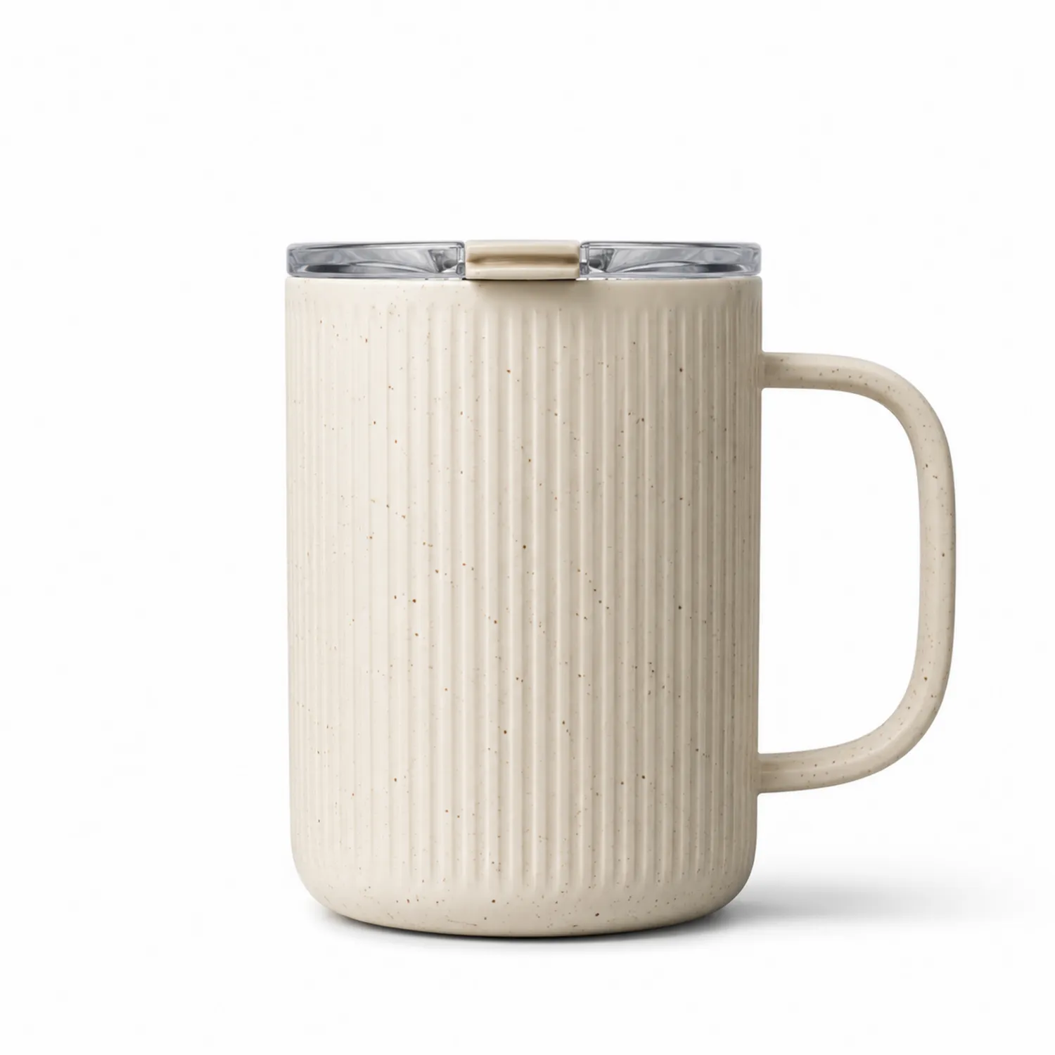 Taza térmica de 450ml con tapa hermética color crema