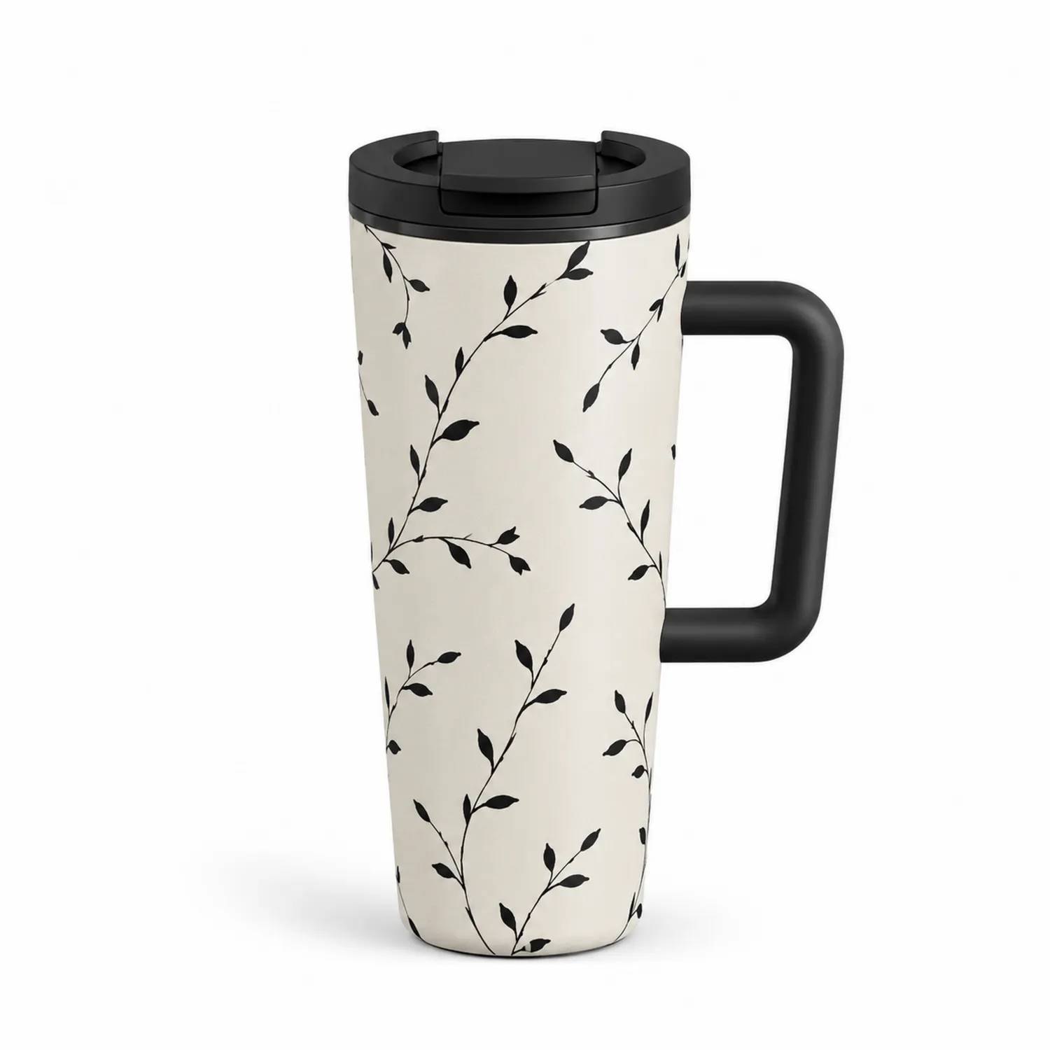 Taza Térmica de Viaje con Asa y Diseño Floral 450ml