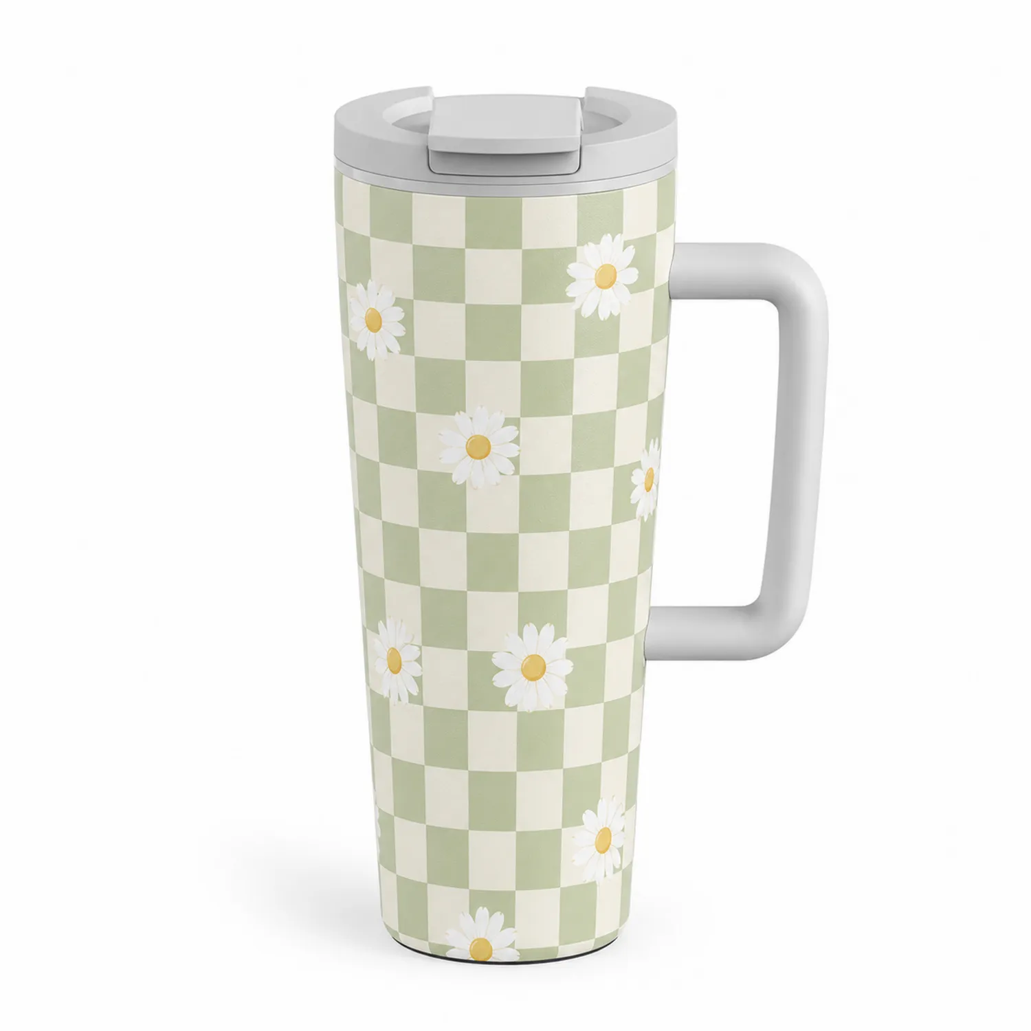 Taza Térmica de Viaje 475ml Diseño Cuadros y Margaritas