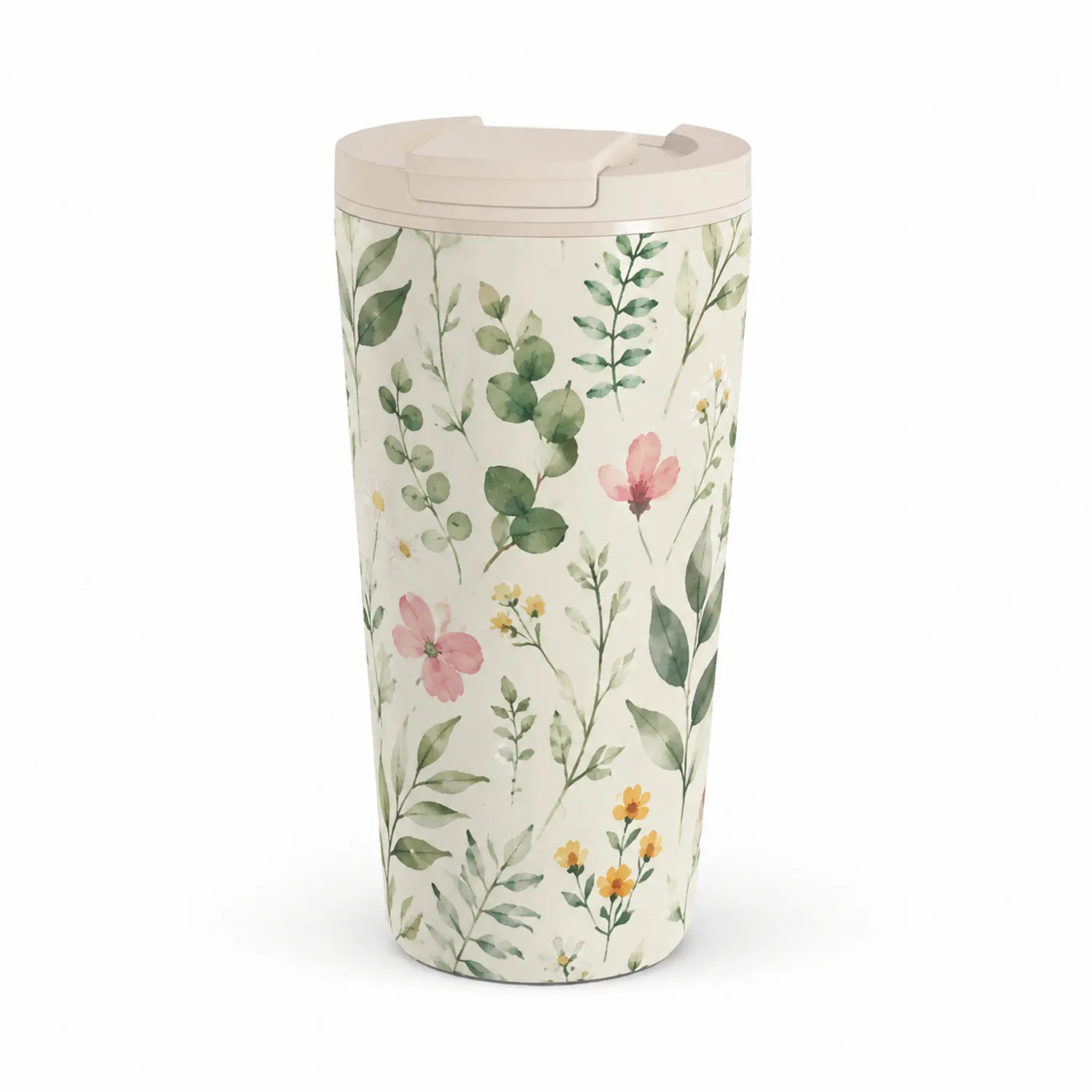 Taza Térmica de Viaje Floral con Tapa Deslizante