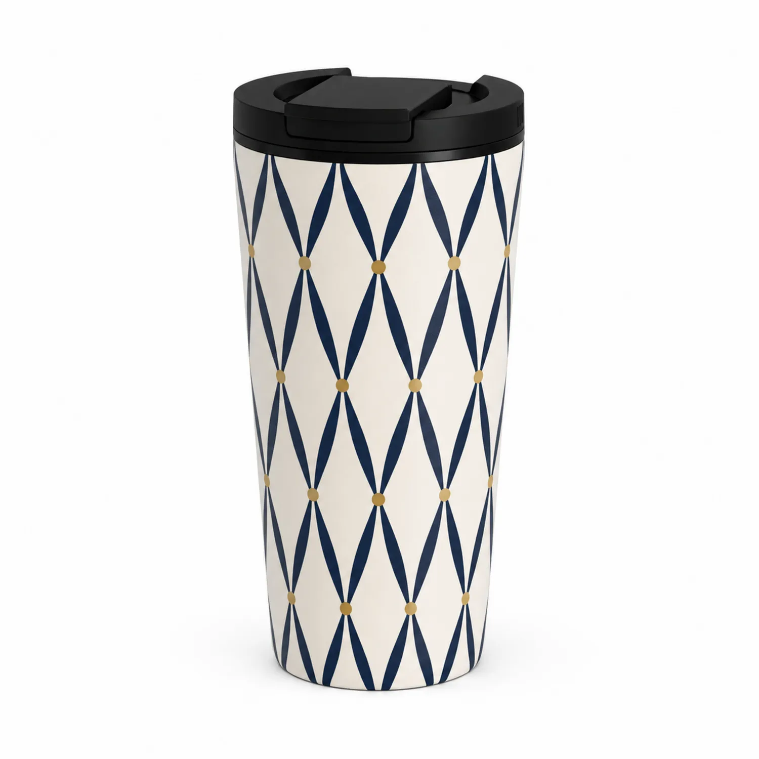 Taza Térmica Geométrica Azul con Aislamiento Doble