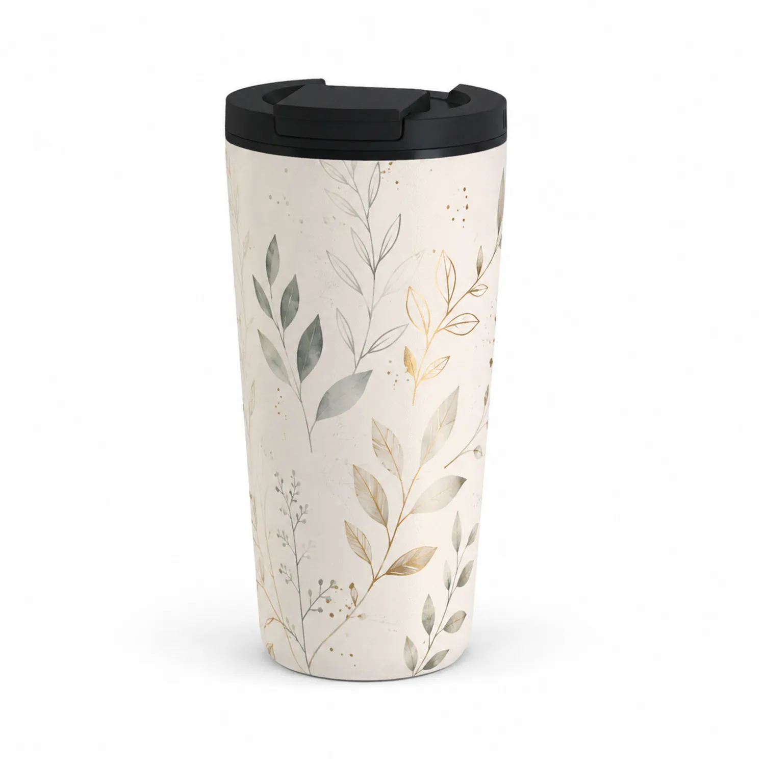 Vaso Térmico con Diseño de Hojas 500ml Blanco Mate