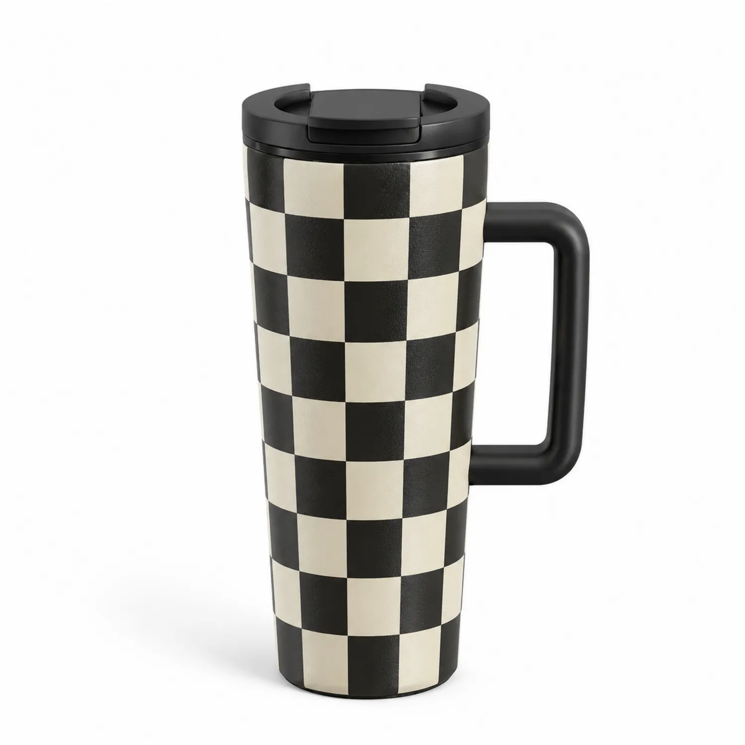Taza térmica de viaje diseño ajedrez blanco y negro 450ml