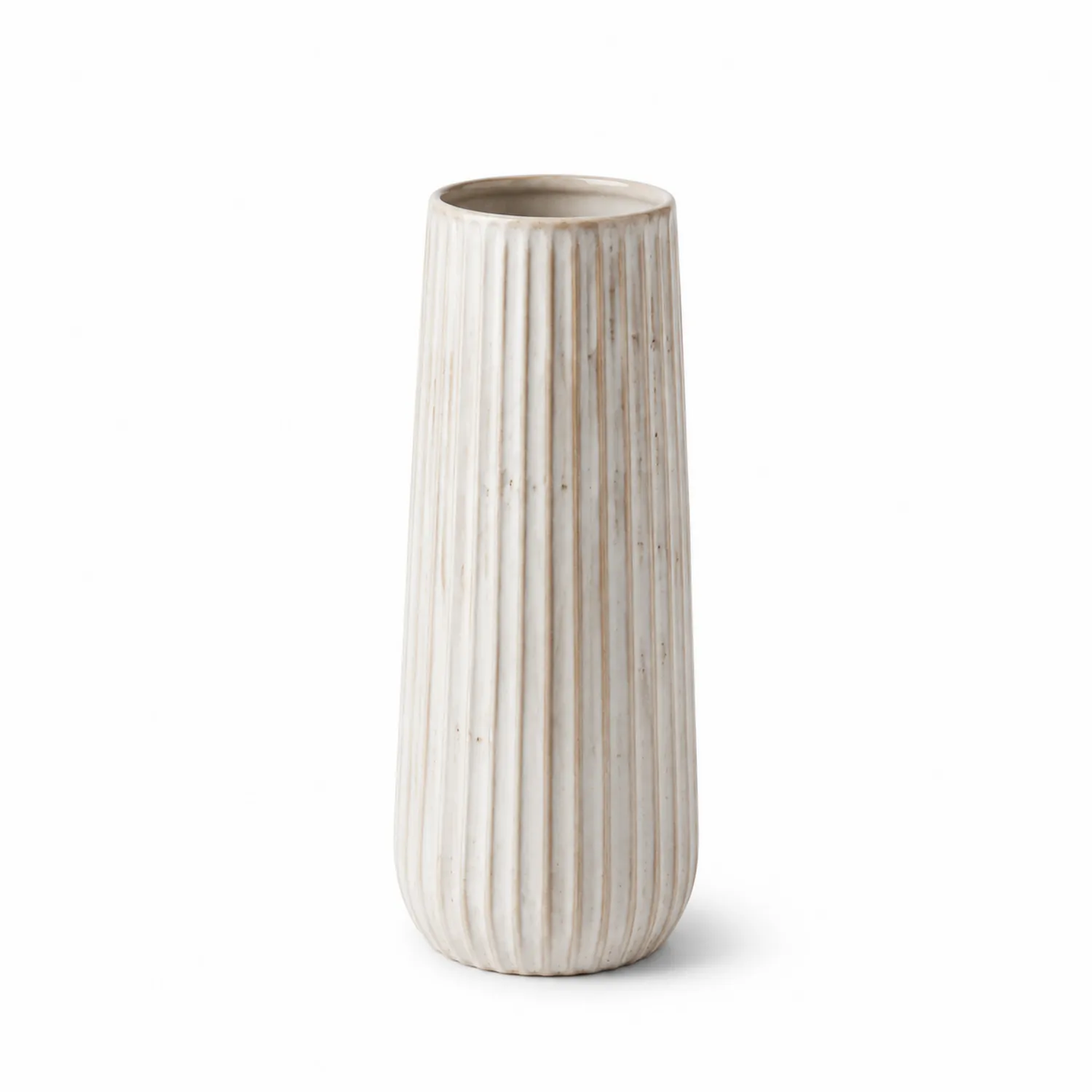 Jarrón Decorativo Estriado Blanco 30cm