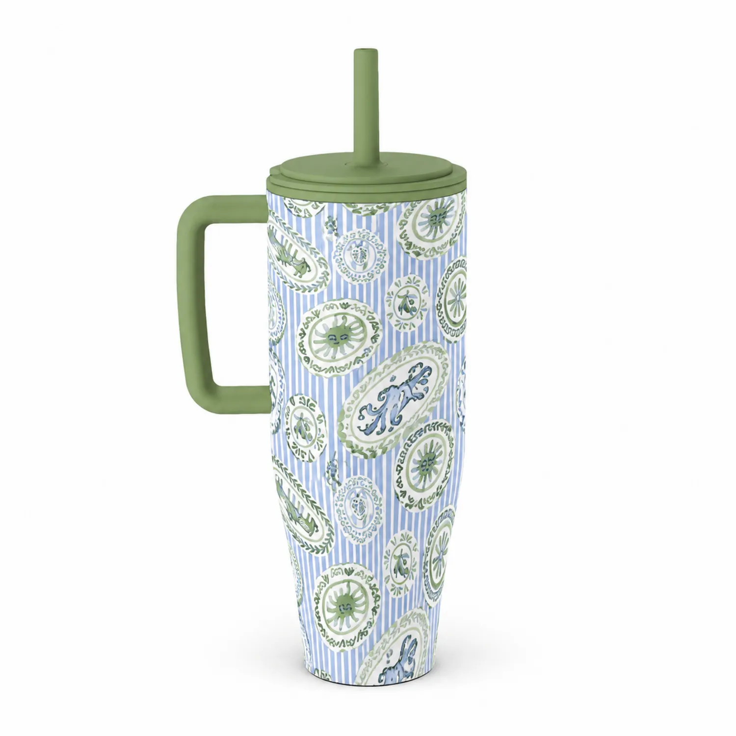Vaso Térmico 500ml con Asa y Boquilla Verde/Blanco