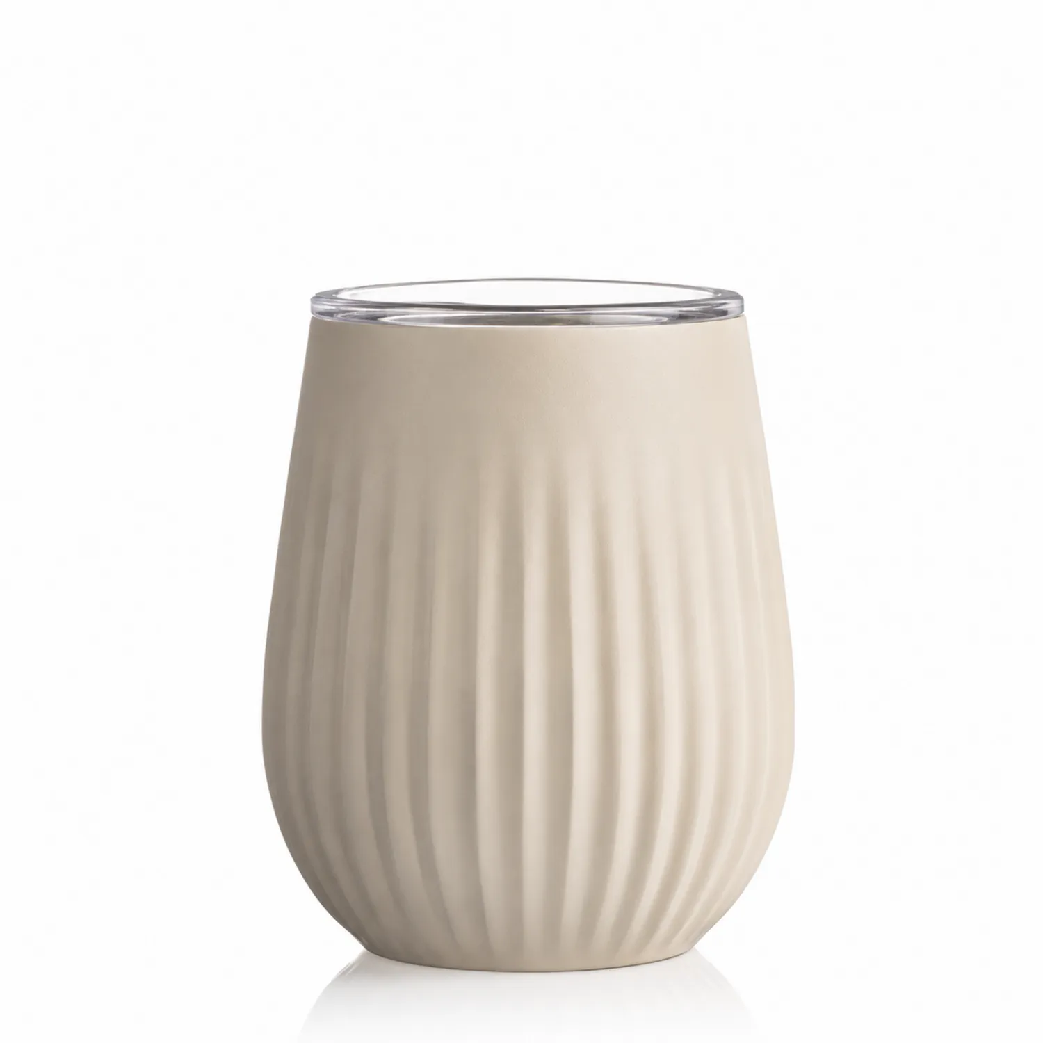 Vaso térmico acanalado beige 350ml con tapa hermética