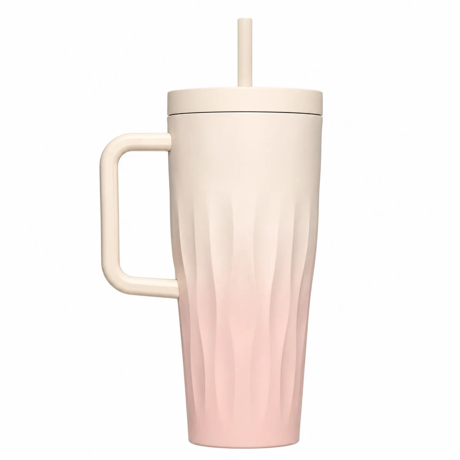 Taza Térmica con Mango y Pajita 500ml Rosa Degradado