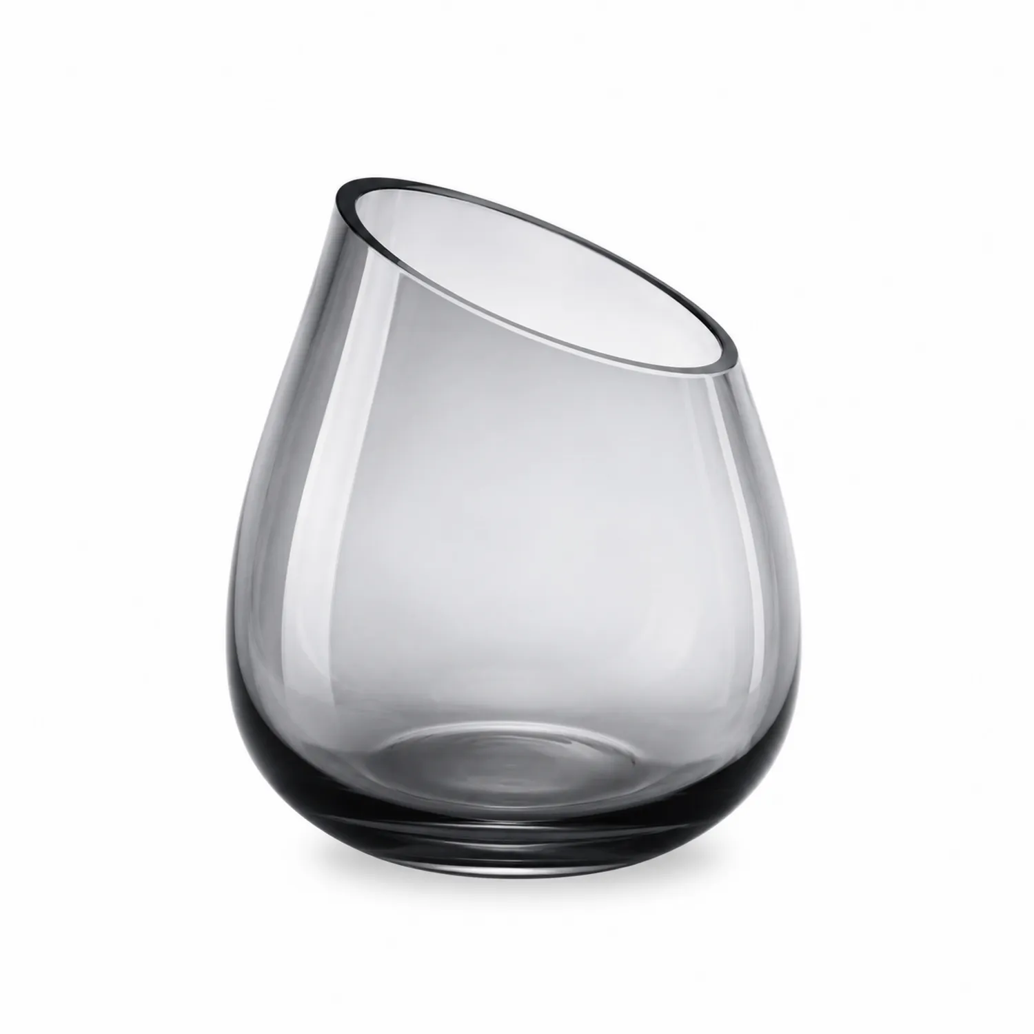 Jarrón de cristal diseño inclinado 700ml gris