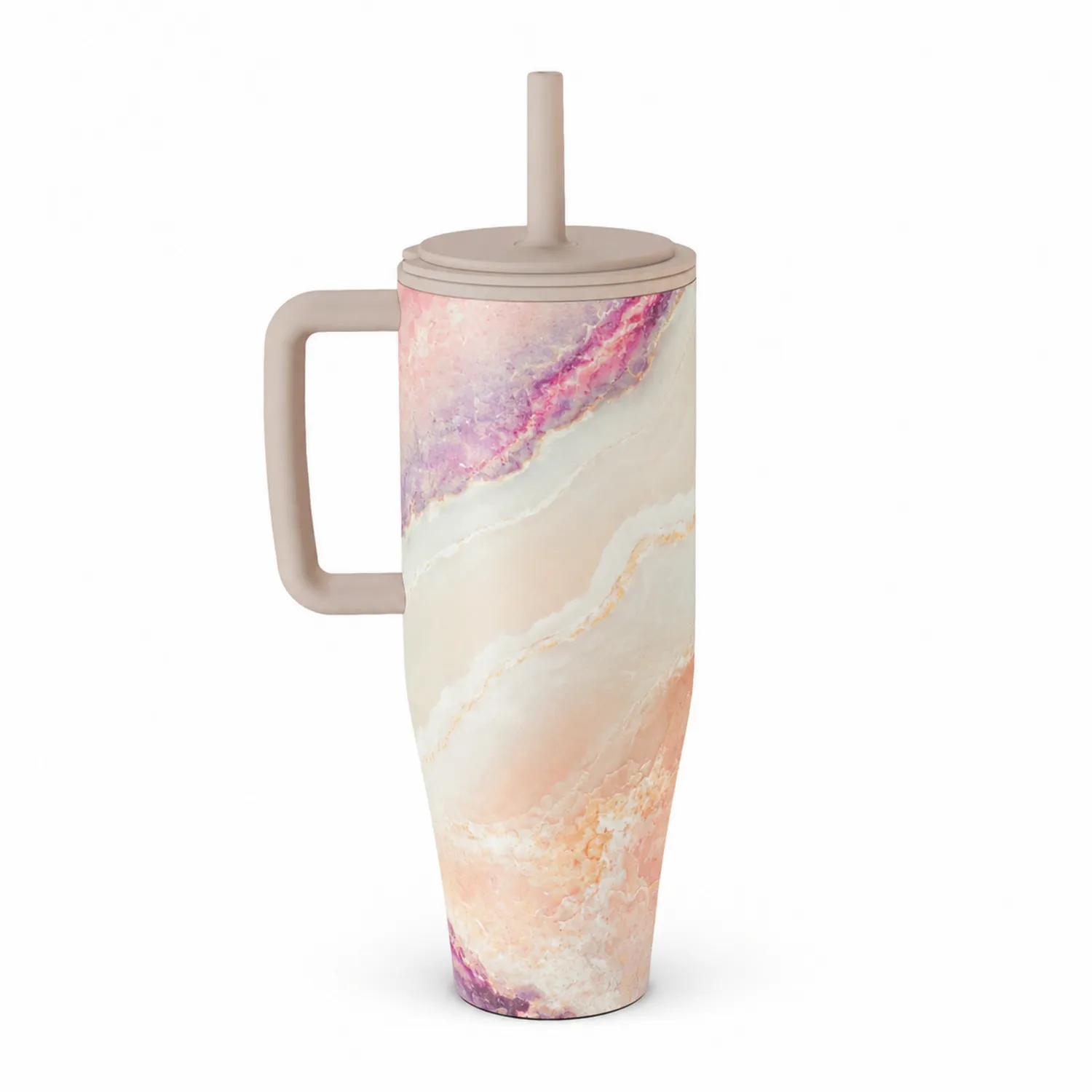 Taza de Viaje 750ml con Asa y Diseño Marmoleado Multicolor