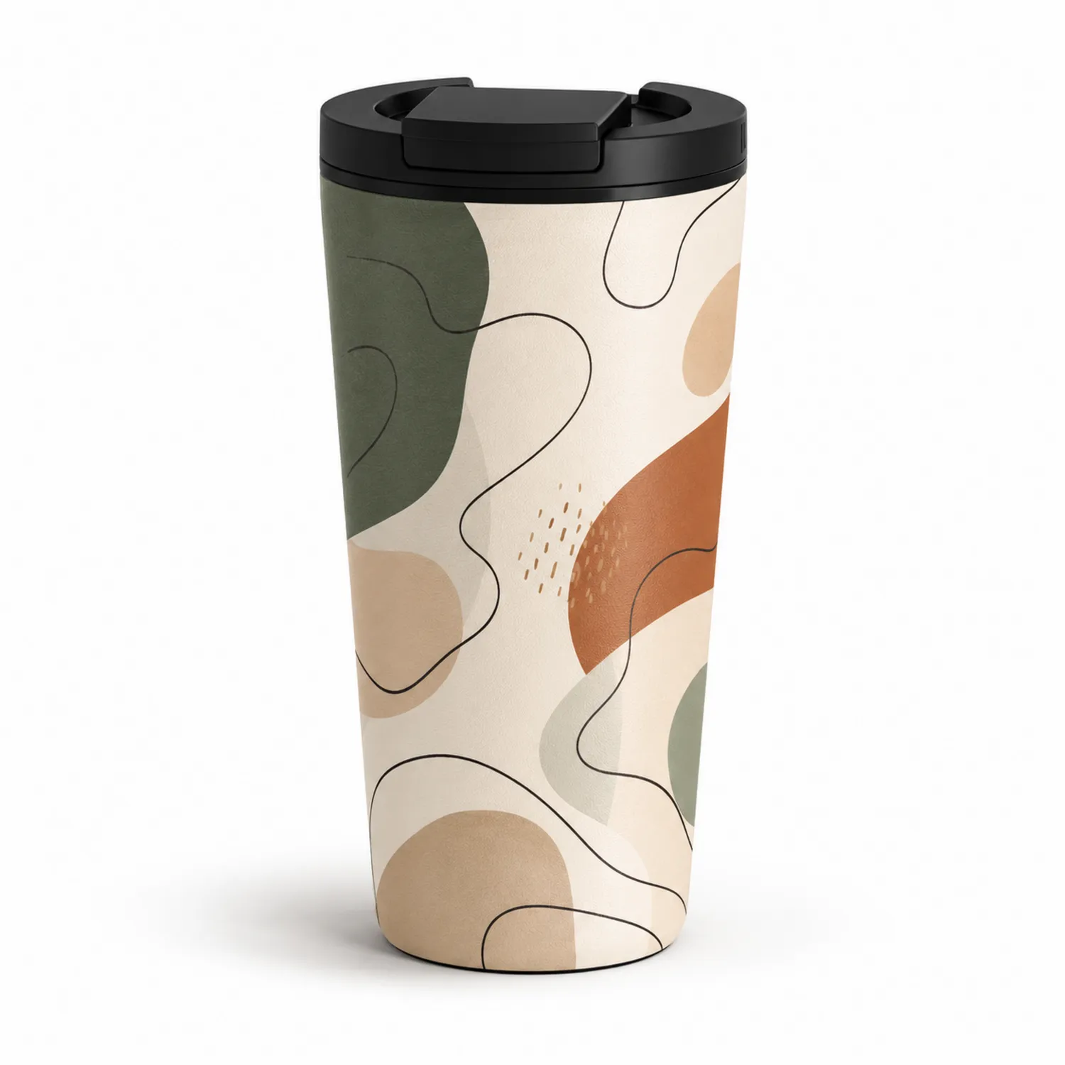Taza térmica con diseño abstracto y tapa segura - Multicolor, 350ml