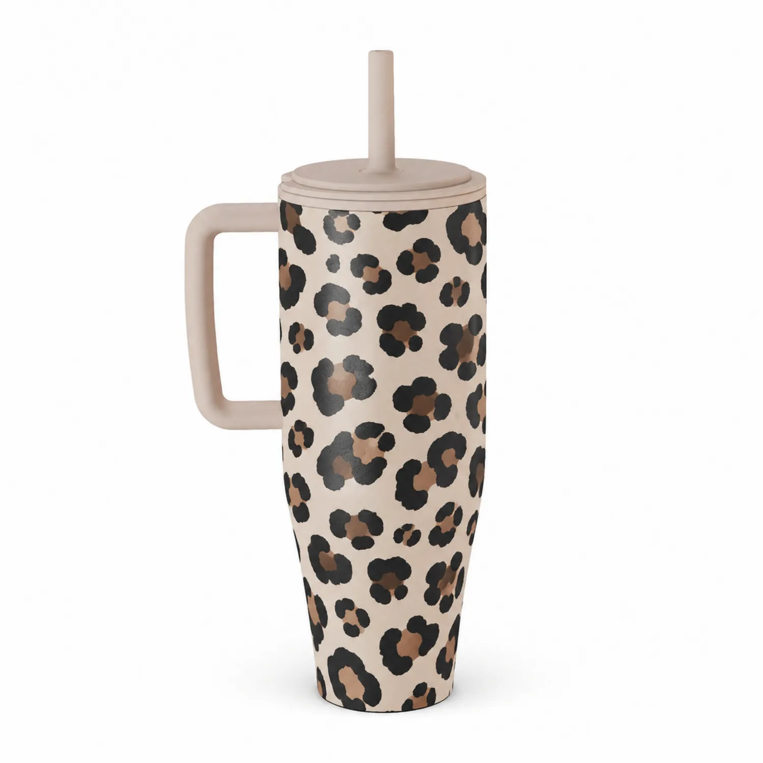 Taza Térmica con Tapa y Asa Diseño Leopardo 500ml
