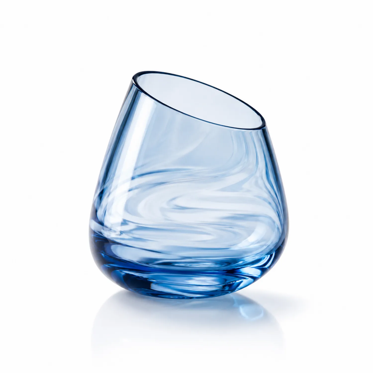 Vaso de Vidrio Azul Inclinable 350ml