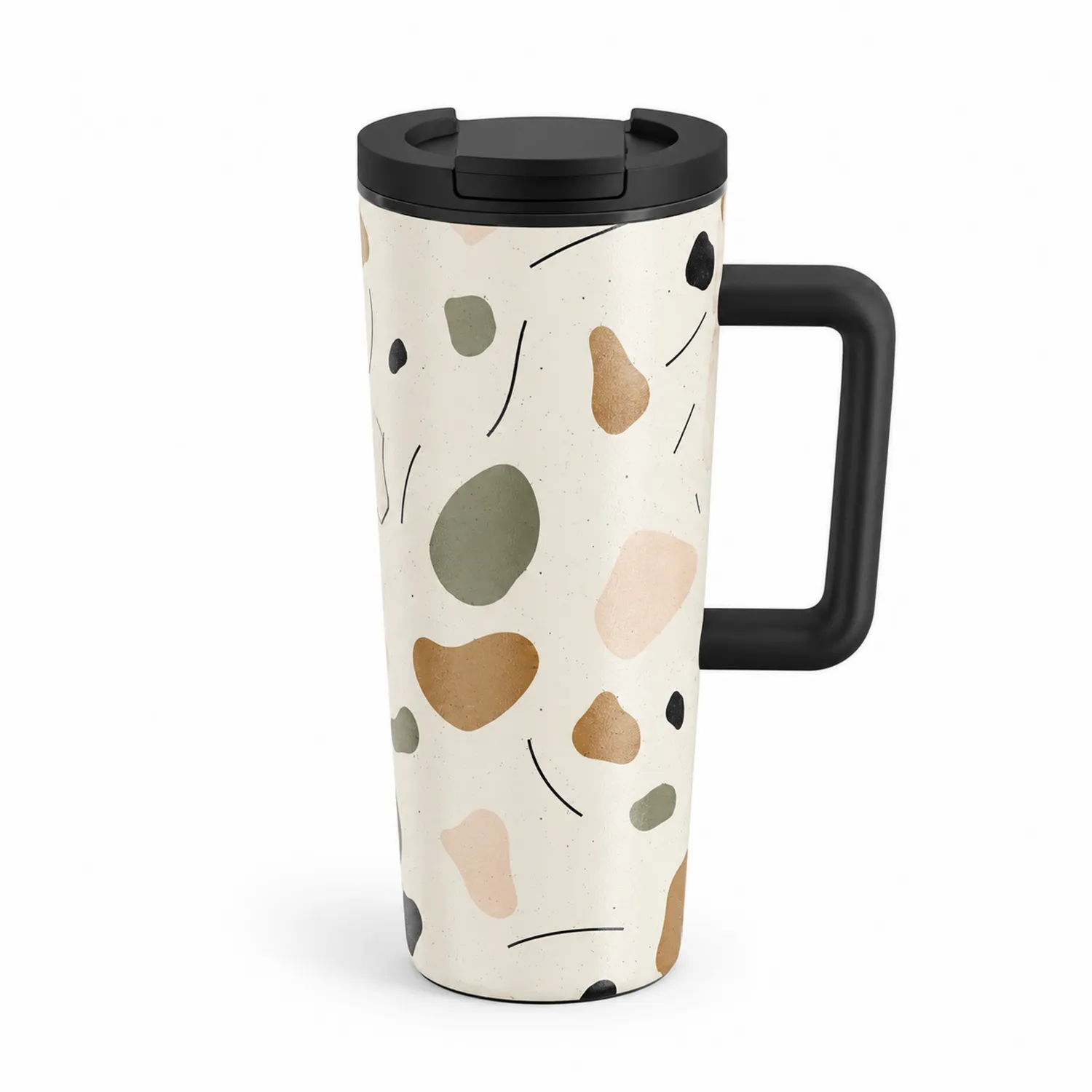 Taza Térmica de Viaje con Asa Diseño Abstracto Multicolor 500ml