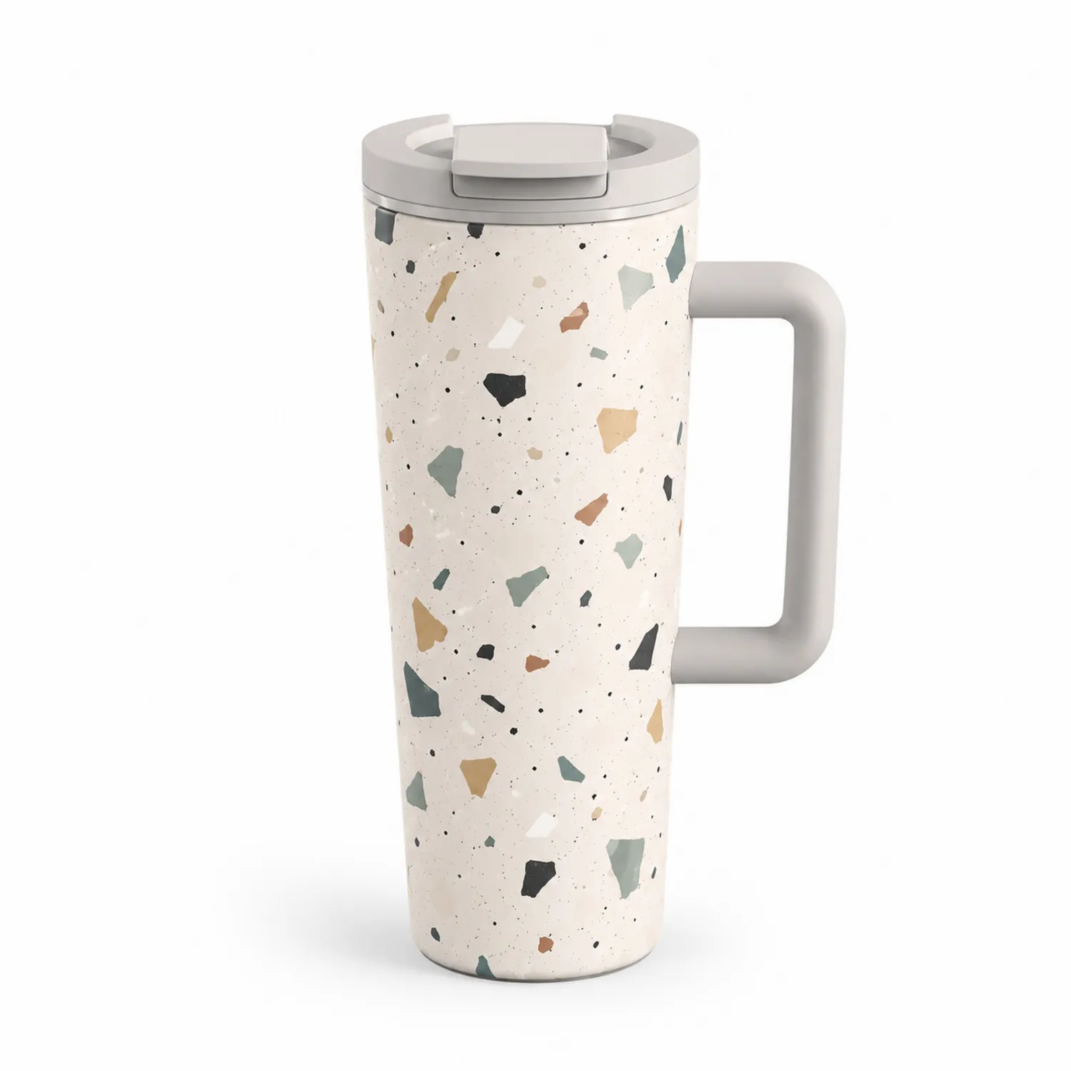 Taza térmica con asa diseño terrazo multicolor, 450ml