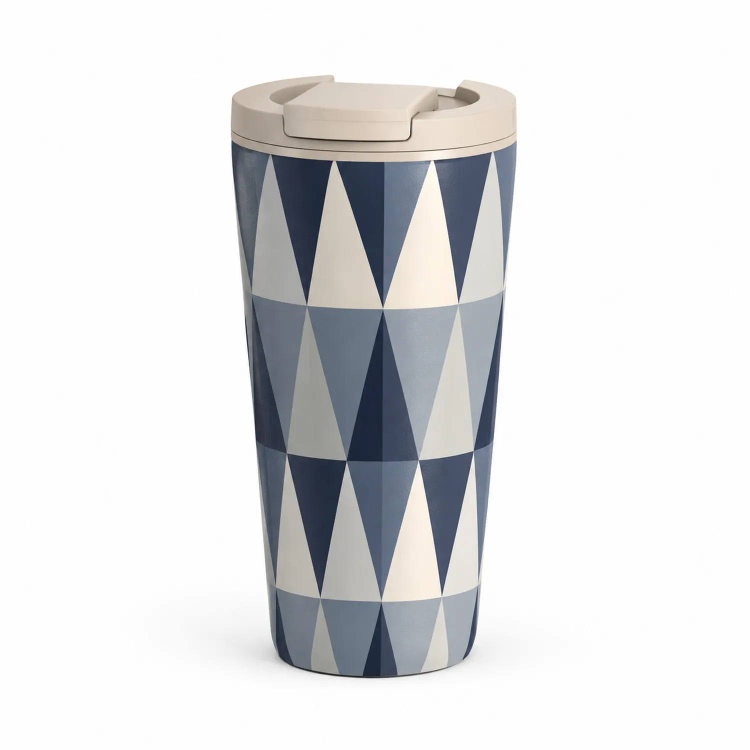 Vaso Térmico Geométrico 450ml Azul y Blanco