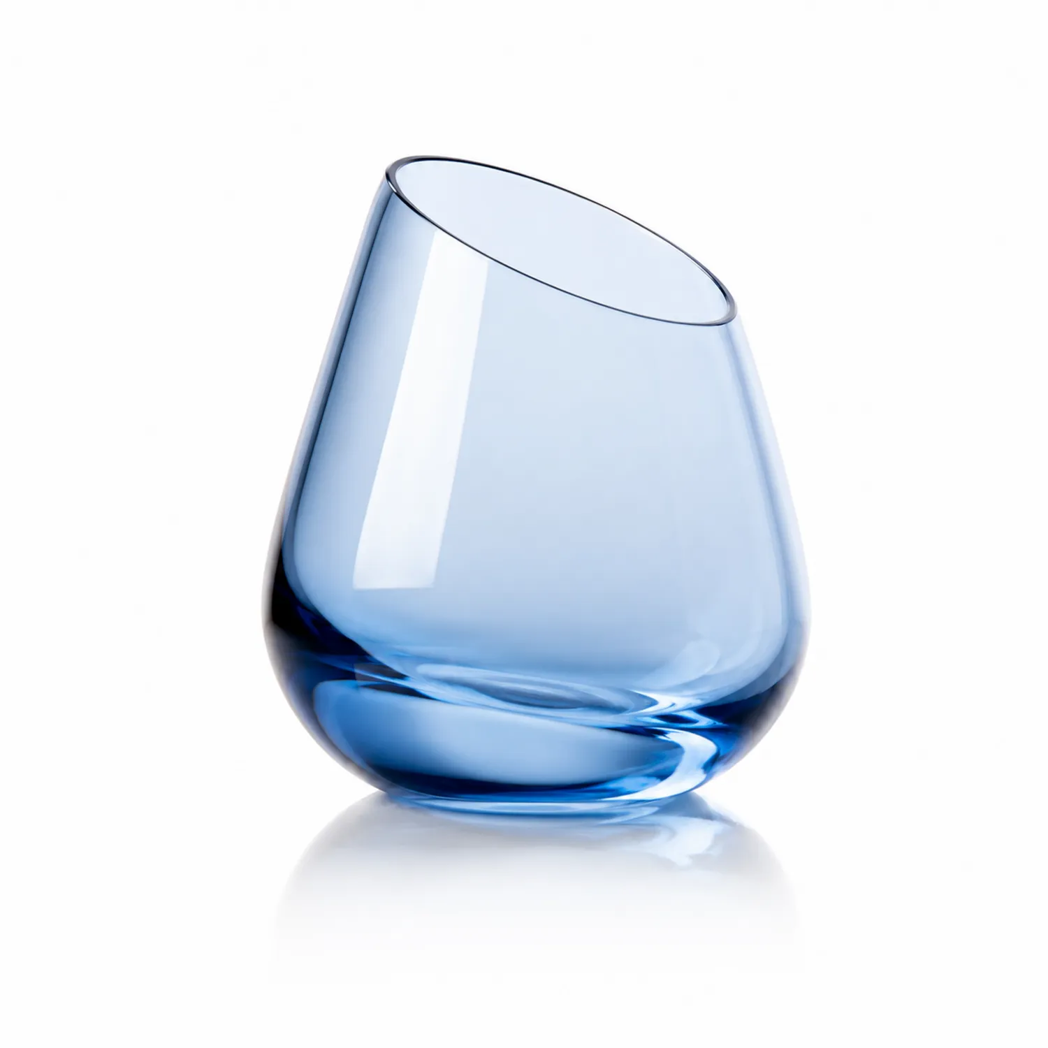 Vaso Inclinable de Vidrio Azul 300ml