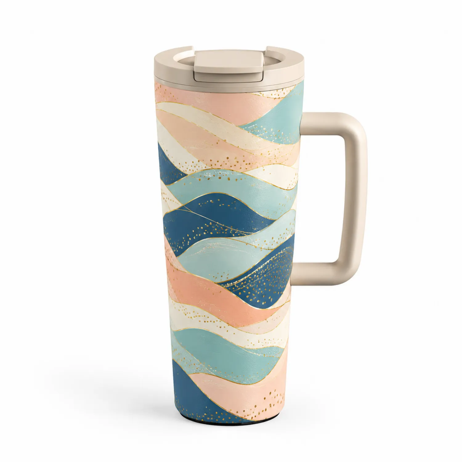 Taza Térmica con Asa y Diseño Ondulado Multicolor