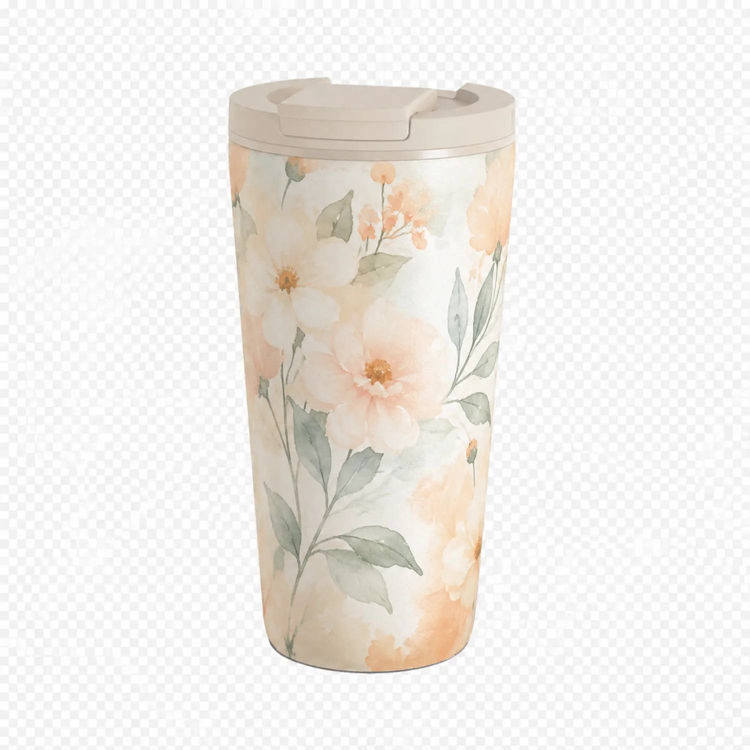 Taza térmica floral 450ml, tapa hermética, a prueba de fugas