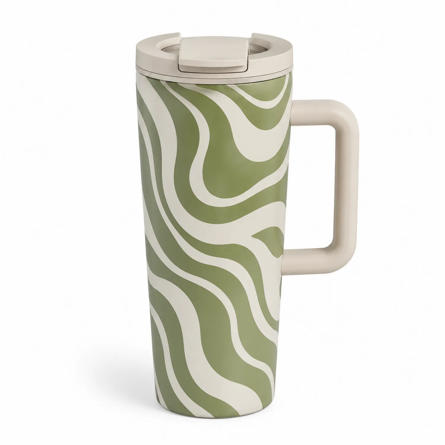 Taza Térmica de Viaje 450ml Verde y Blanco