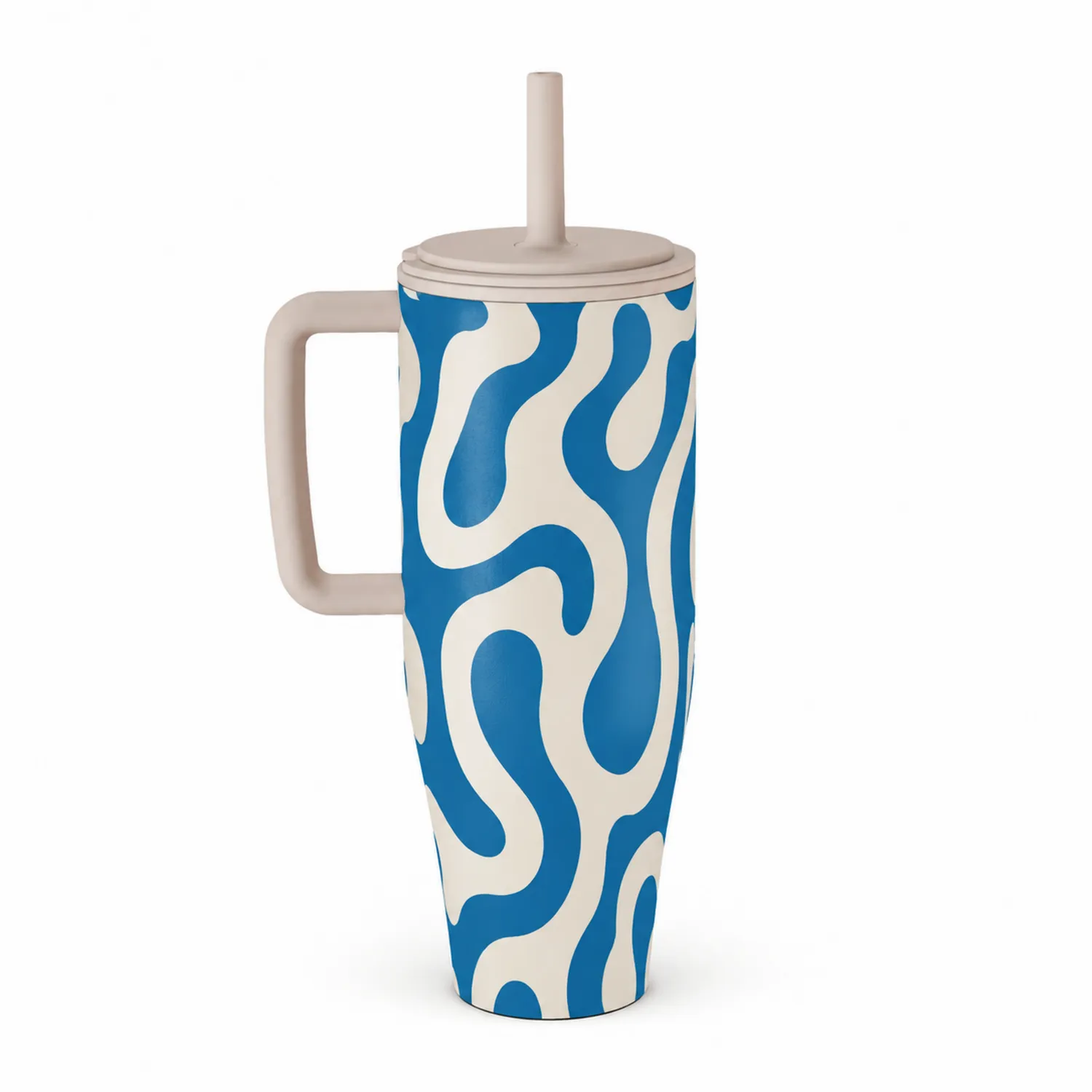Vaso Térmico de 500ml con Asa Azul y Blanco