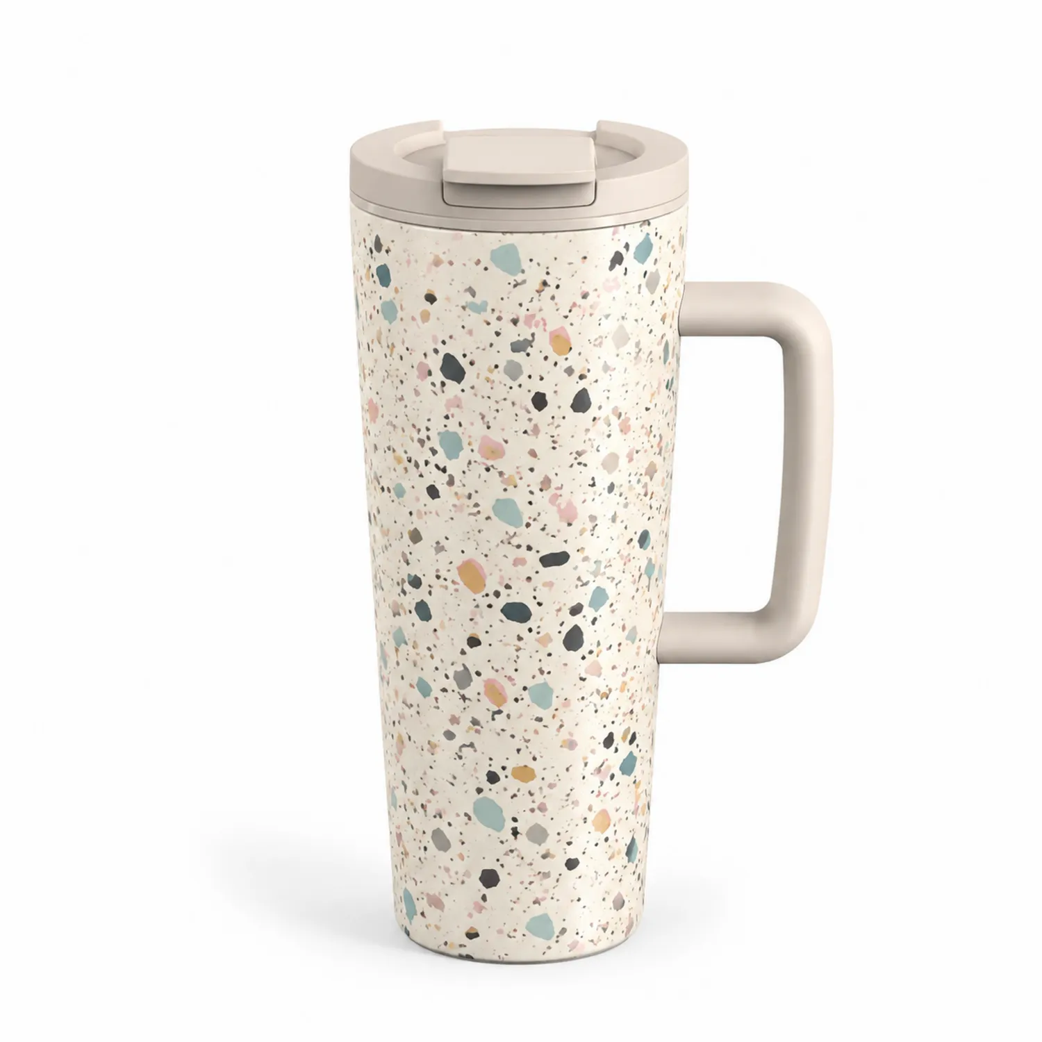 Taza Térmica con Mango y Diseño Terrazzo Multicolor
