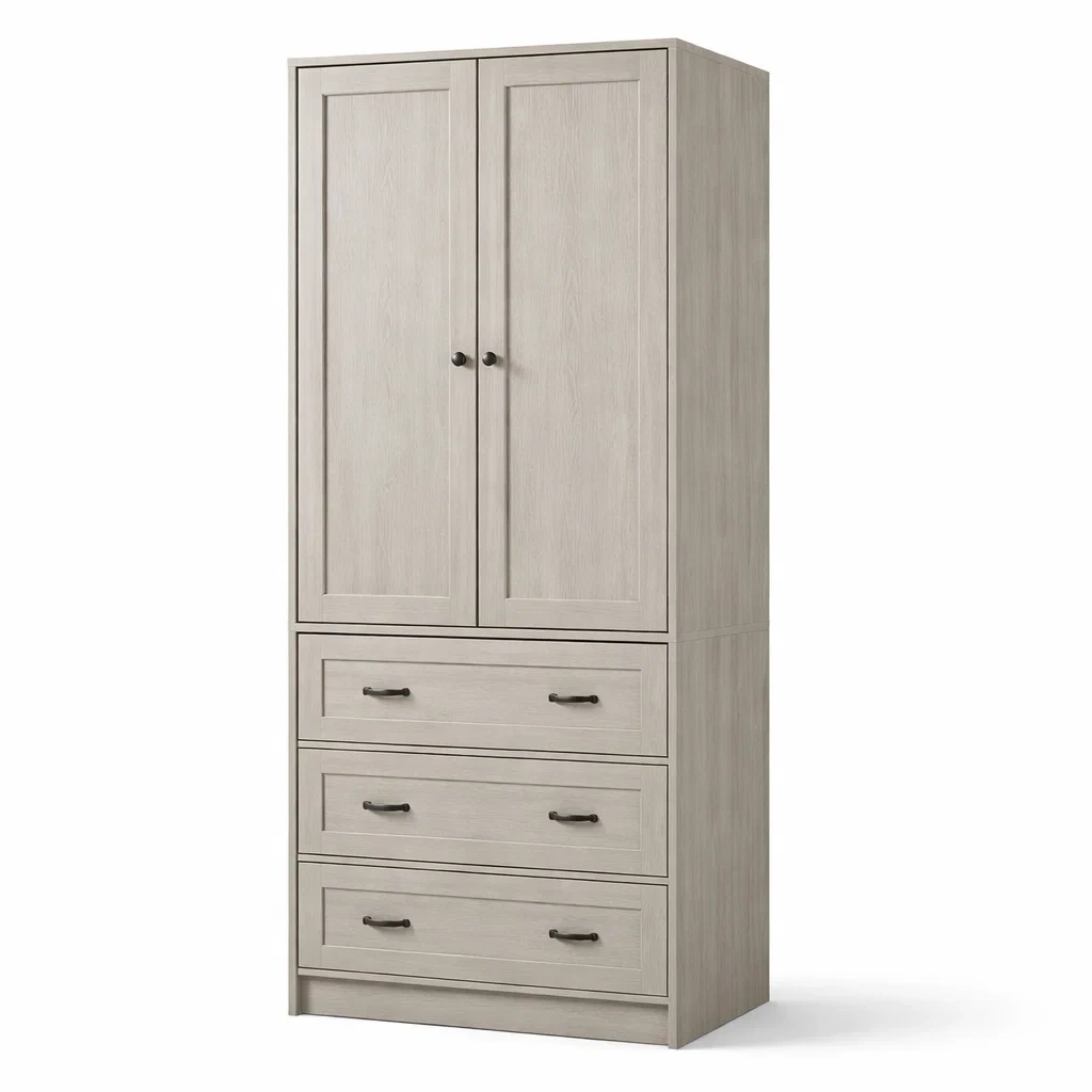 Armadio in legno con ante e cassetti armadio-DREAMCHICNEST