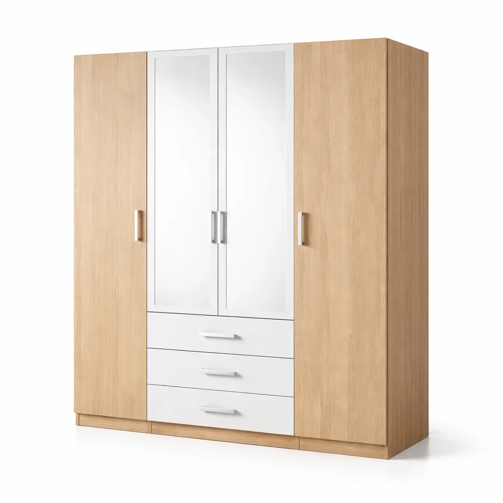 Armadio in legno con specchi e cassetti armadio-DREAMCHICNEST