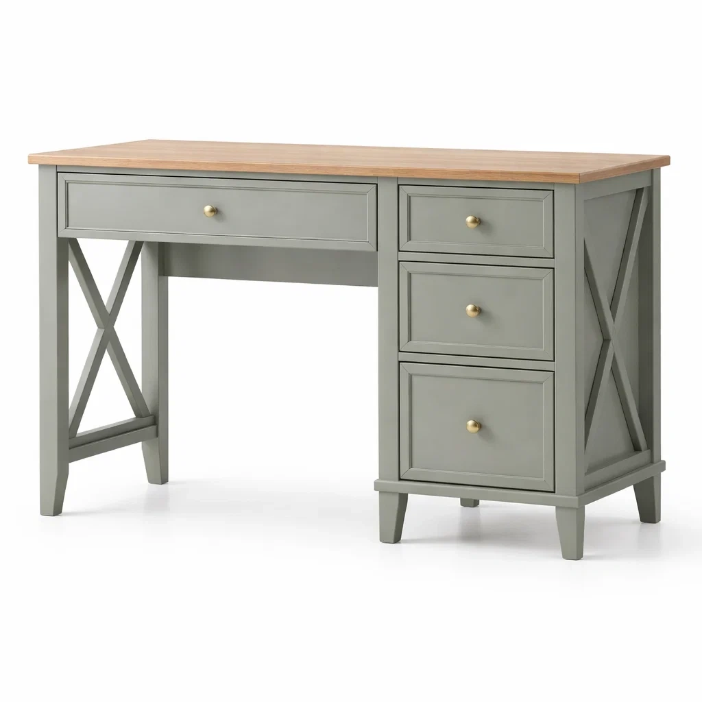 Scrivania in legno mdf con cassetti verde-DREAMCHICNEST
