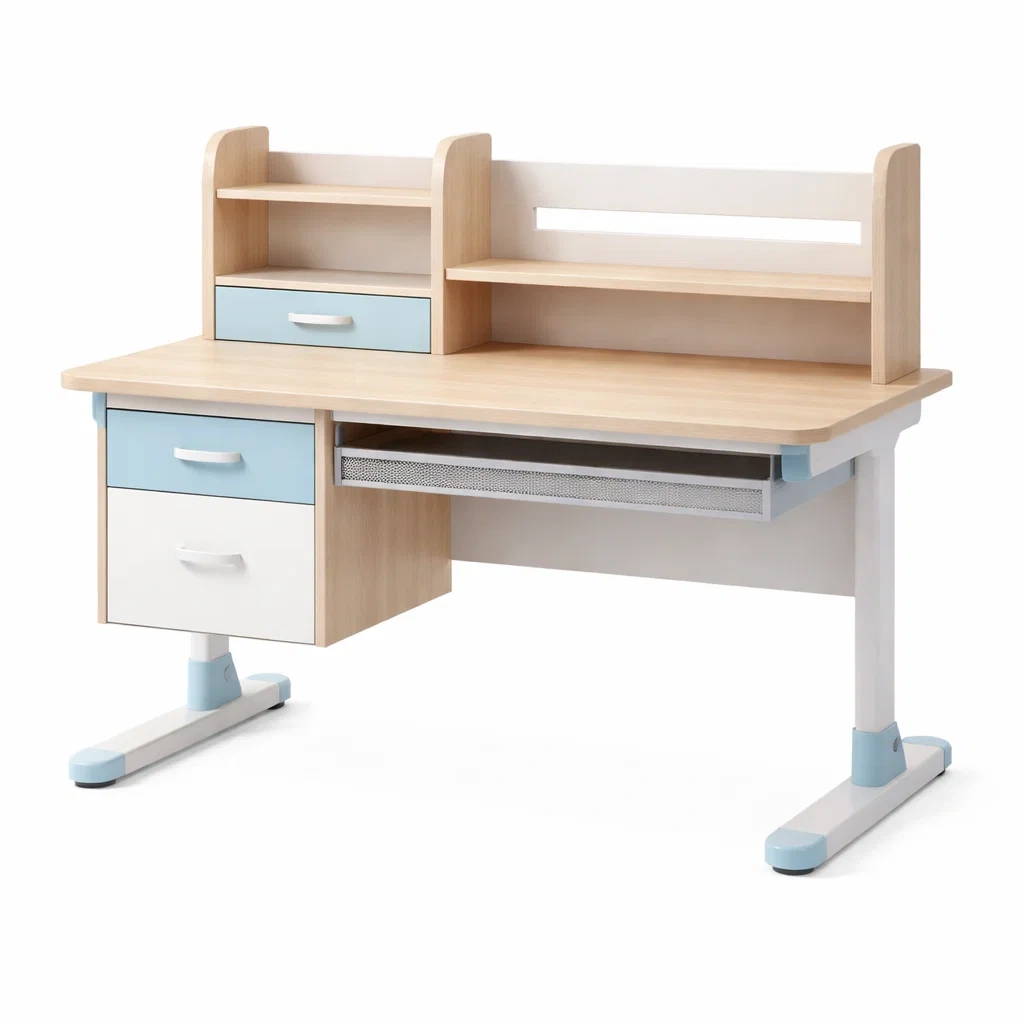 Scrivania per bambini in legno e acciaio con cassetti-DREAMCHICNEST