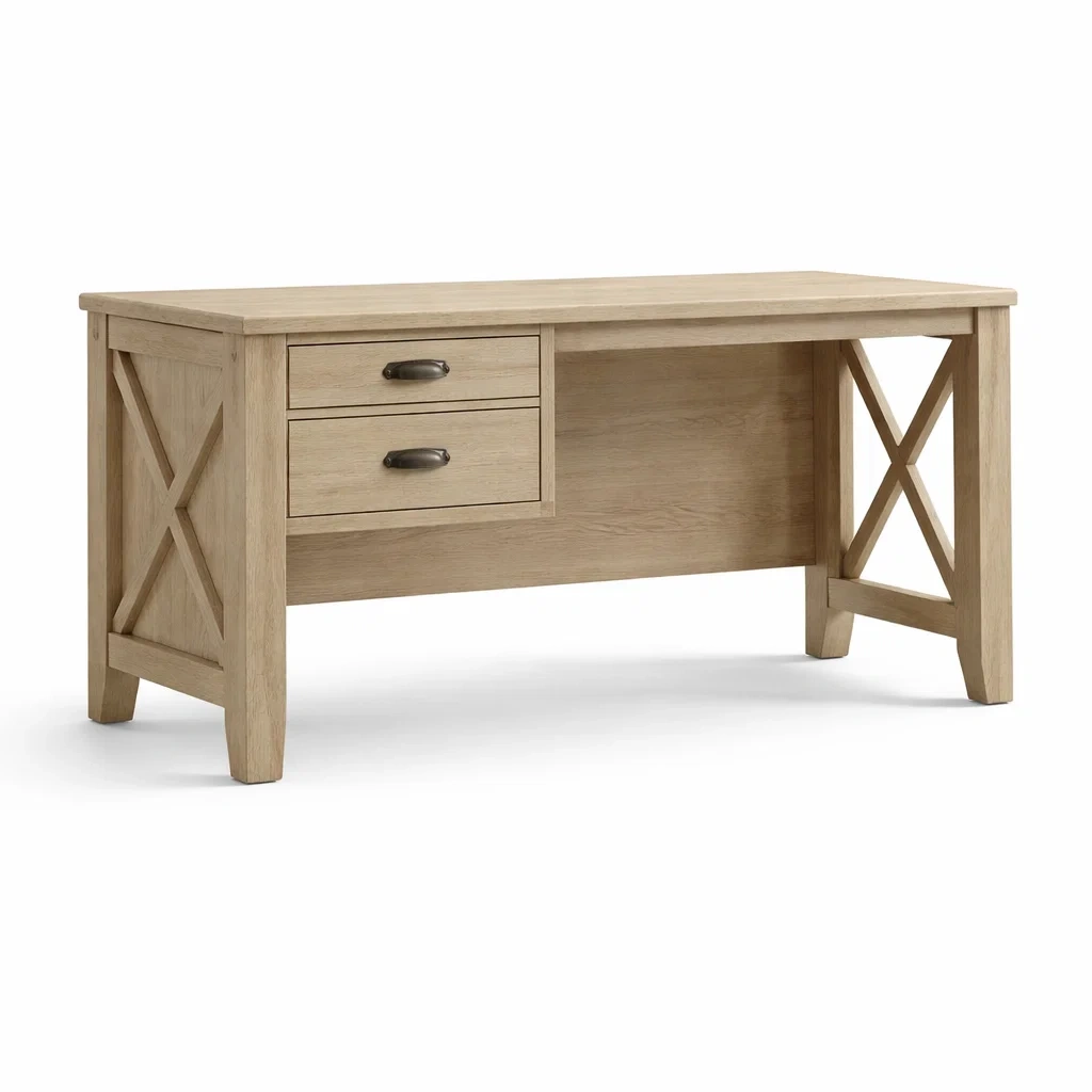 Scrivania in legno con cassetti-DREAMCHICNEST