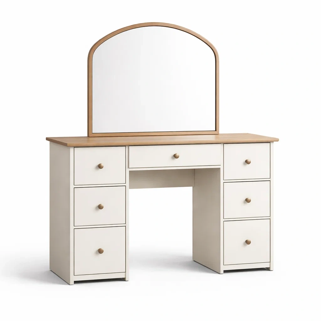 Toeletta in mdf con specchio arcuato e cassetti in legno-DREAMCHICNEST
