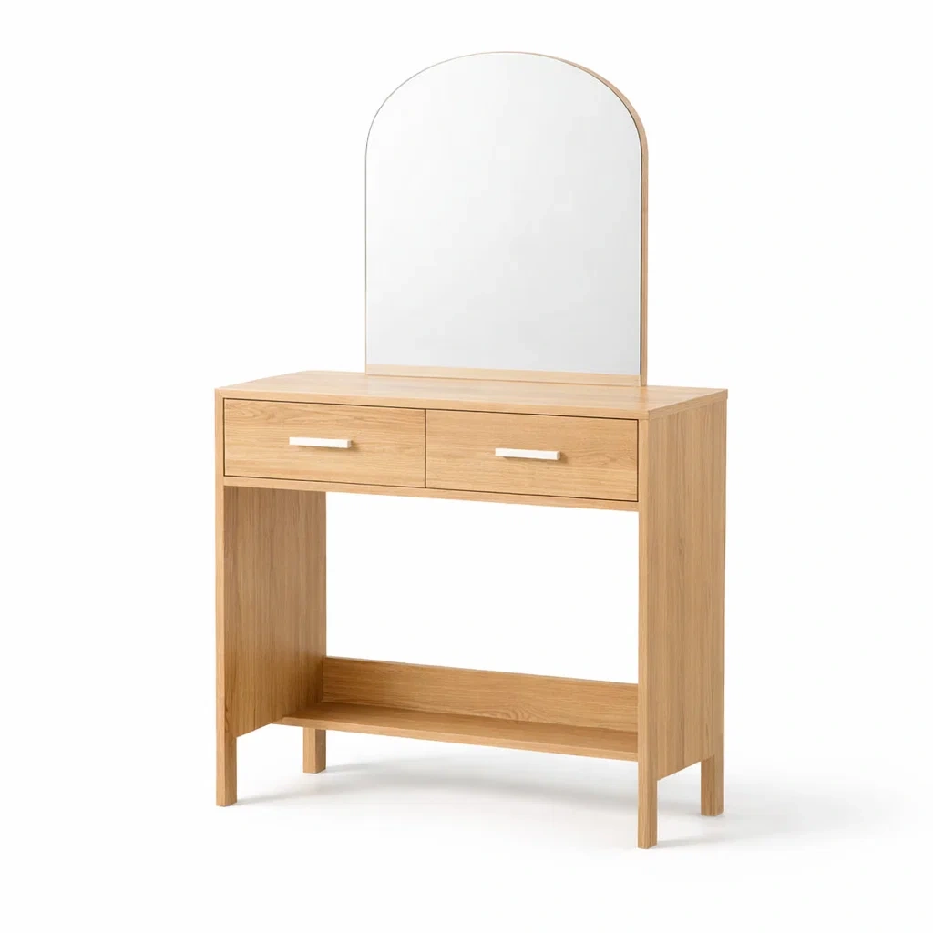 Toeletta con specchio in legno multistrato e vetro temperato-DREAMCHICNEST