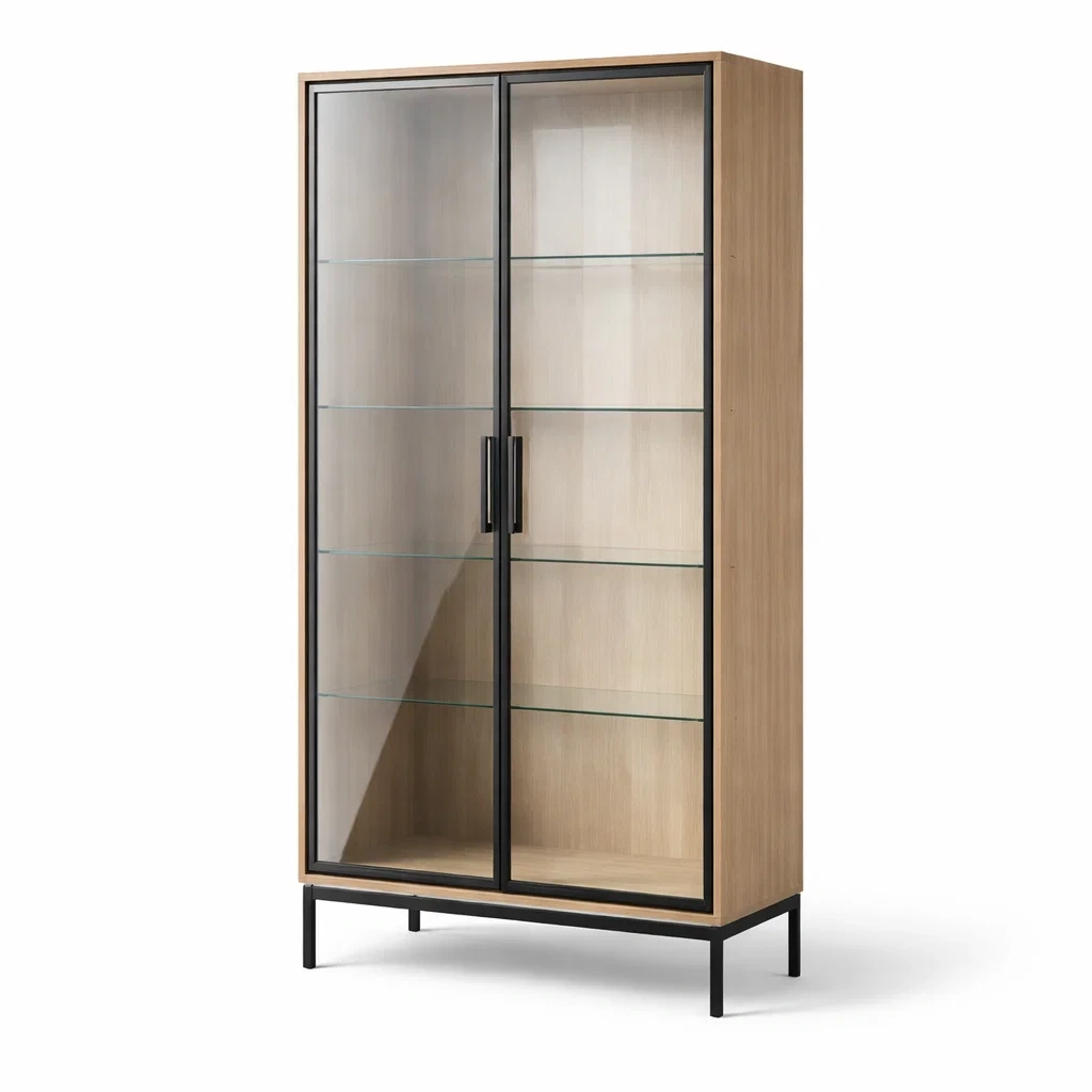 Vetrina in mdf con ante in vetro temperato e struttura in metallo-DREAMCHICNEST